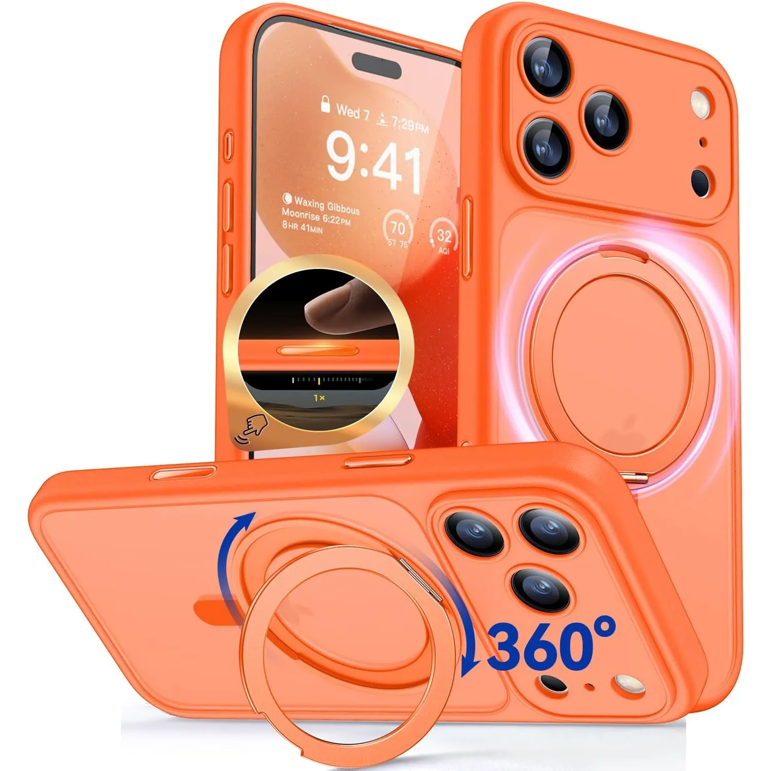 CANSHN 360° Ständer für iPhone 17 Pro Max Hülle mit Kameraschutz [Camera Control Button] für Magsafe (Magnetischer Robu…