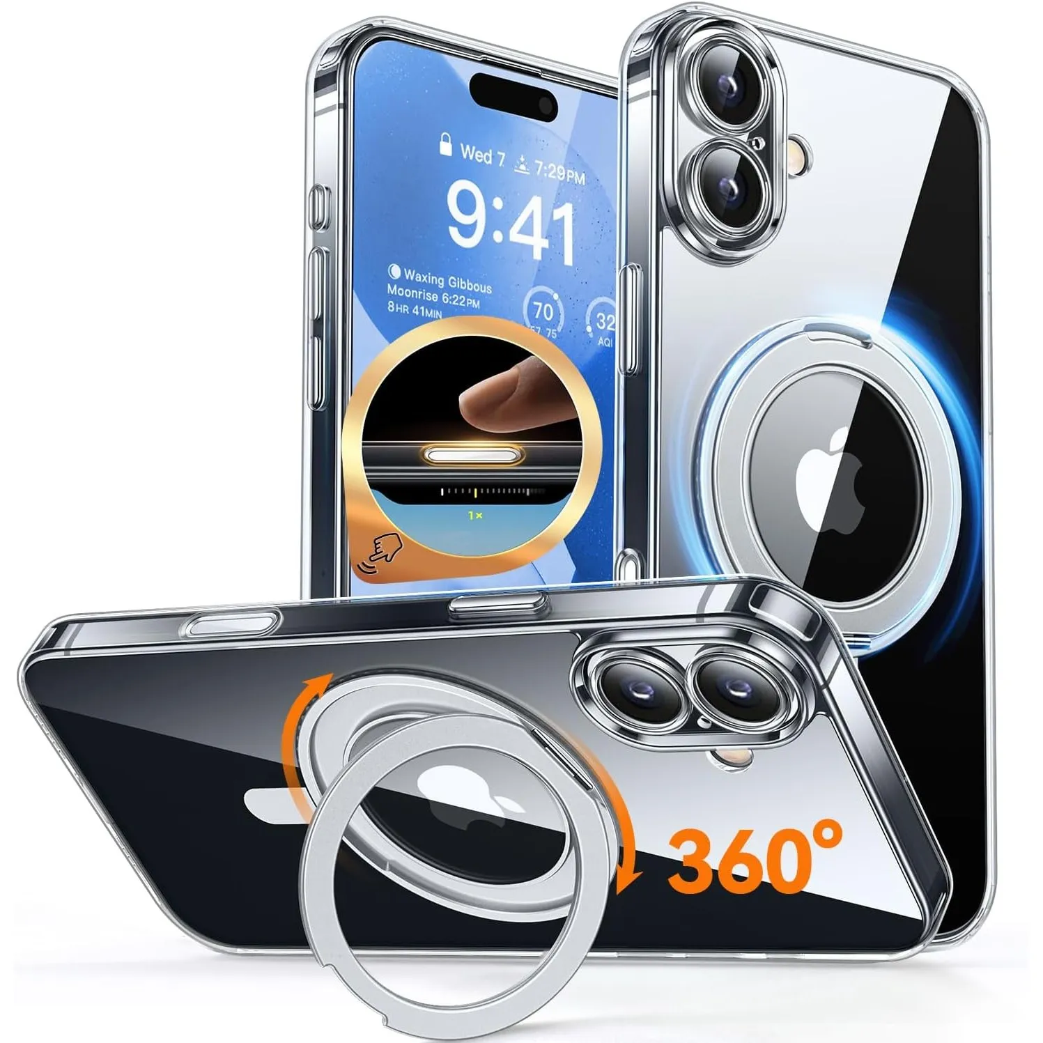 CANSHN 360° Ständer für iPhone 17 Hülle, Transparent