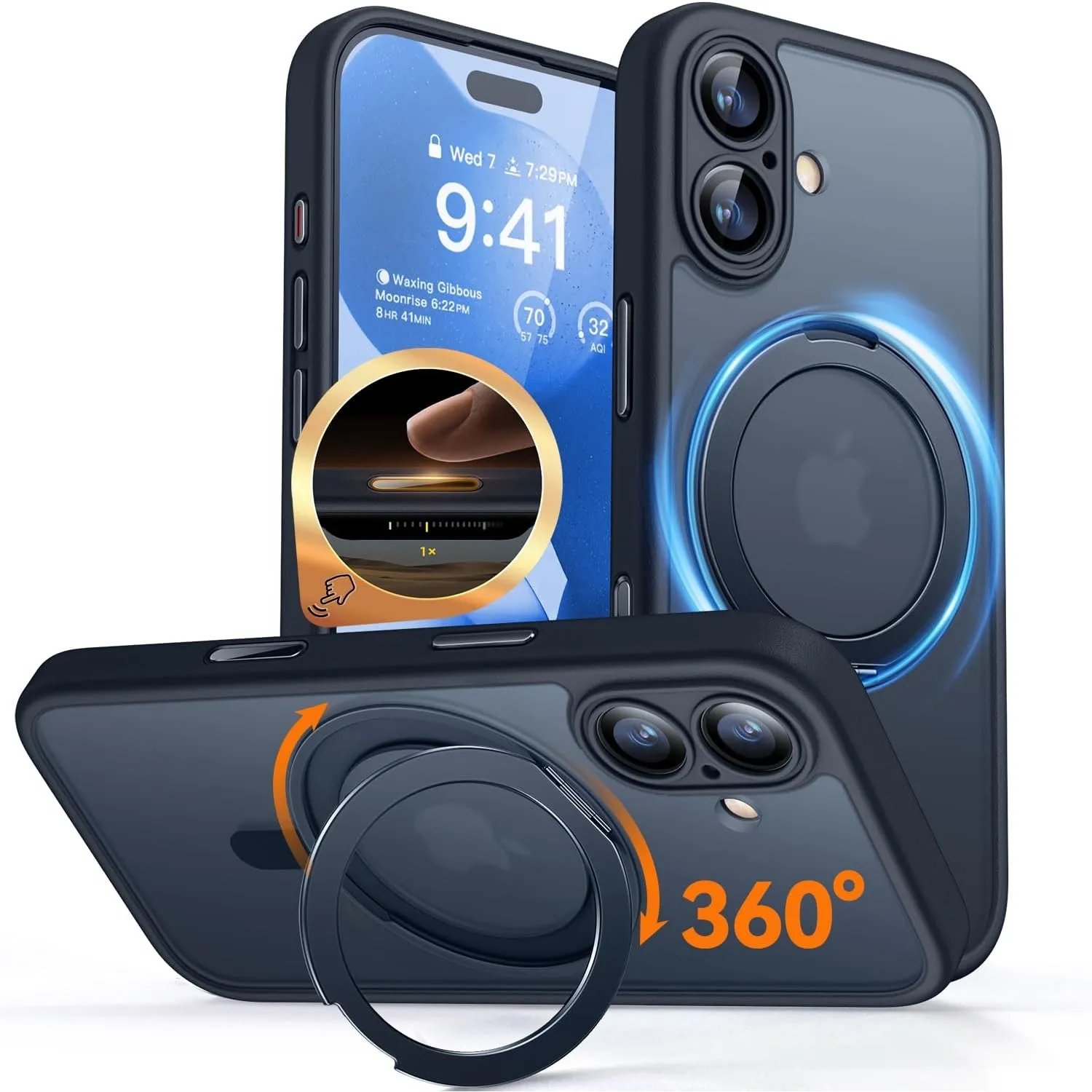 CANSHN 360° Ständer für iPhone 17 Hülle, Matt Schwarz
