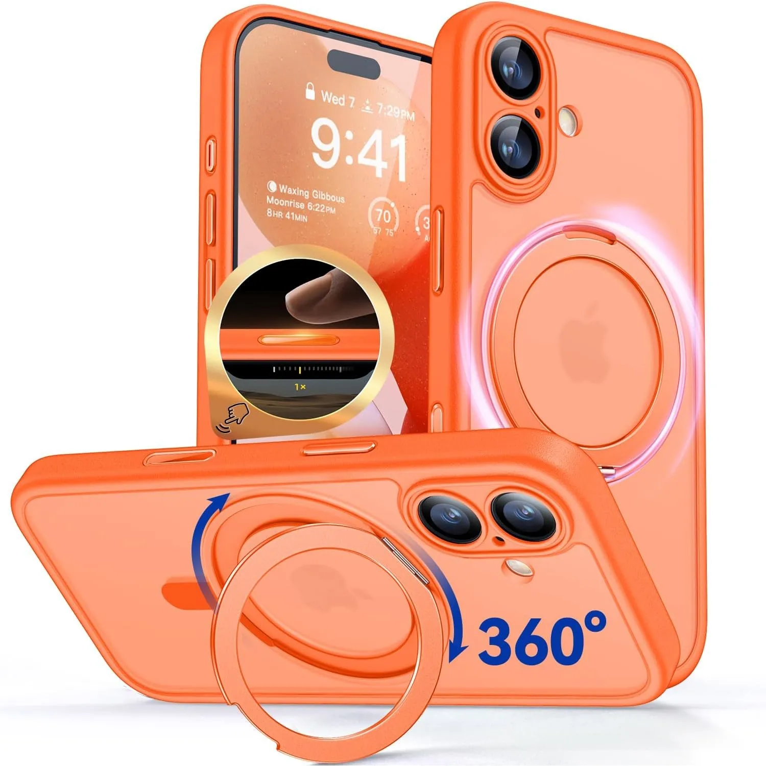 CANSHN 360° Ständer für iPhone 17 Hülle, Matt Orange