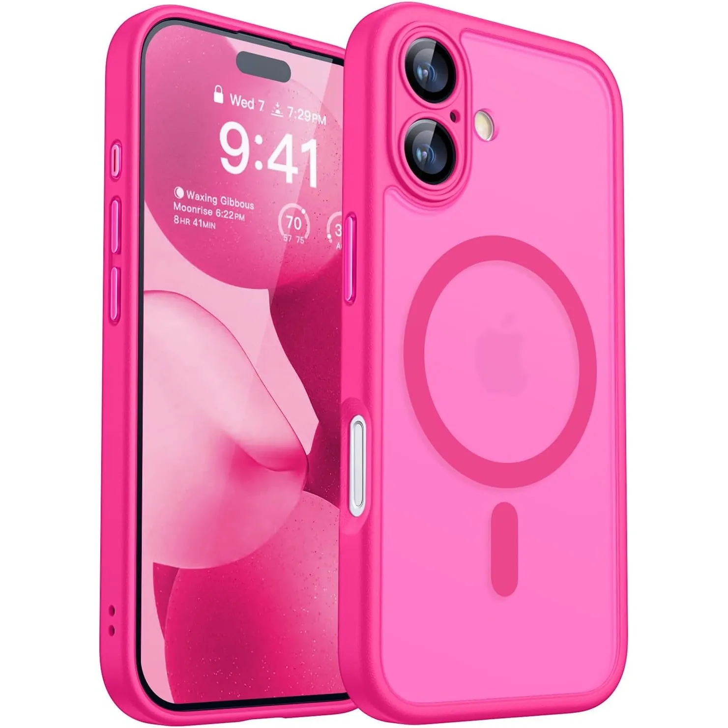 CANSHN für iPhone 17 Hülle mit Kameraschutz, Leuchtend Rosa