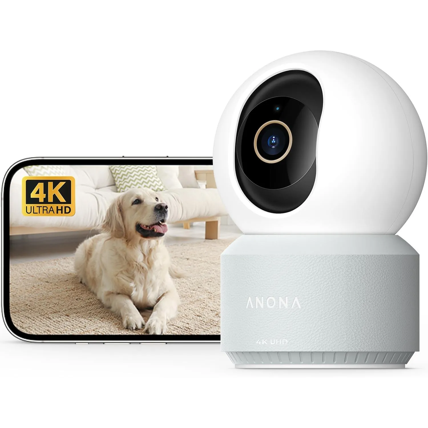 Anona Pano 4K UHD Innenüberwachungskamera, 360° Auto-Tracking, Wi-Fi 6, Personen-/Haustier-/Babyweinen-Erkennung, Zwei-…