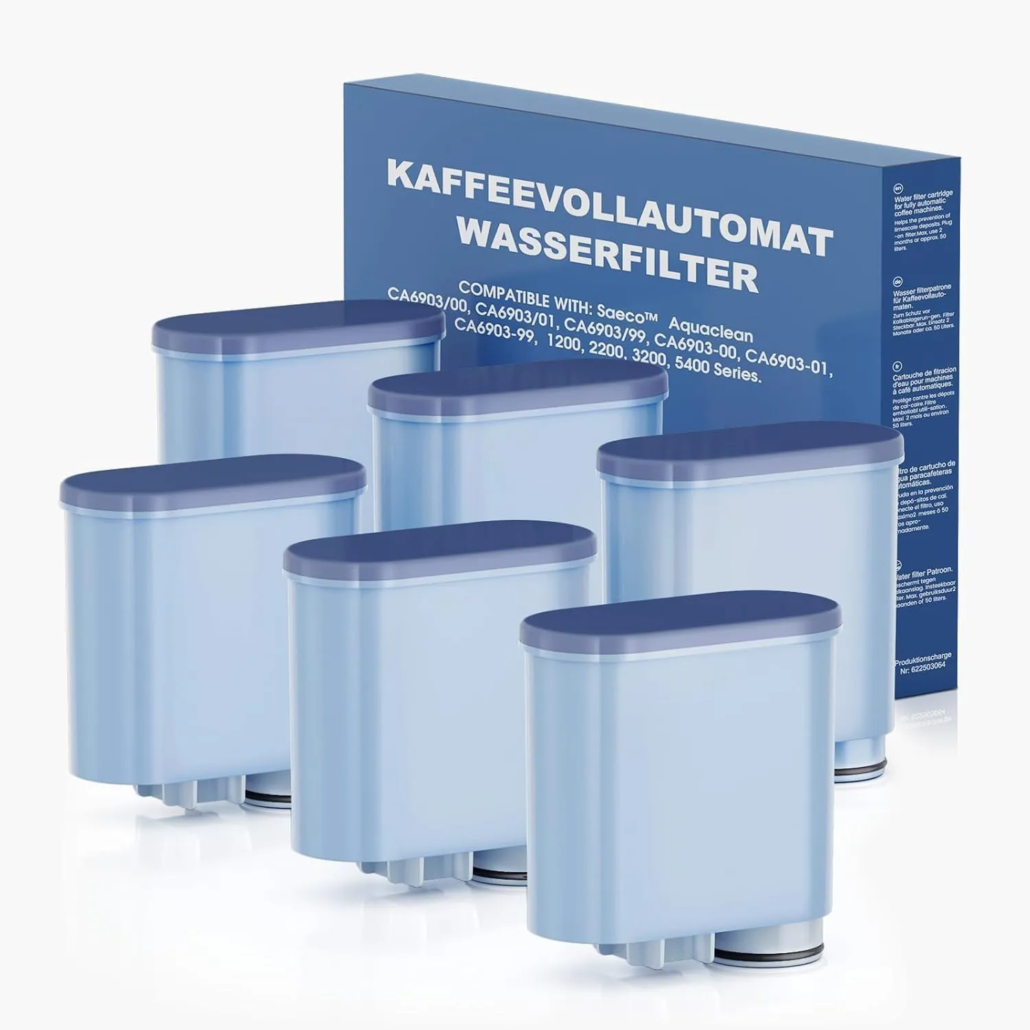 Mutital 6er-Pack Kaffeemaschinen-Wasserfilter Ersatz für Philips AquaClean