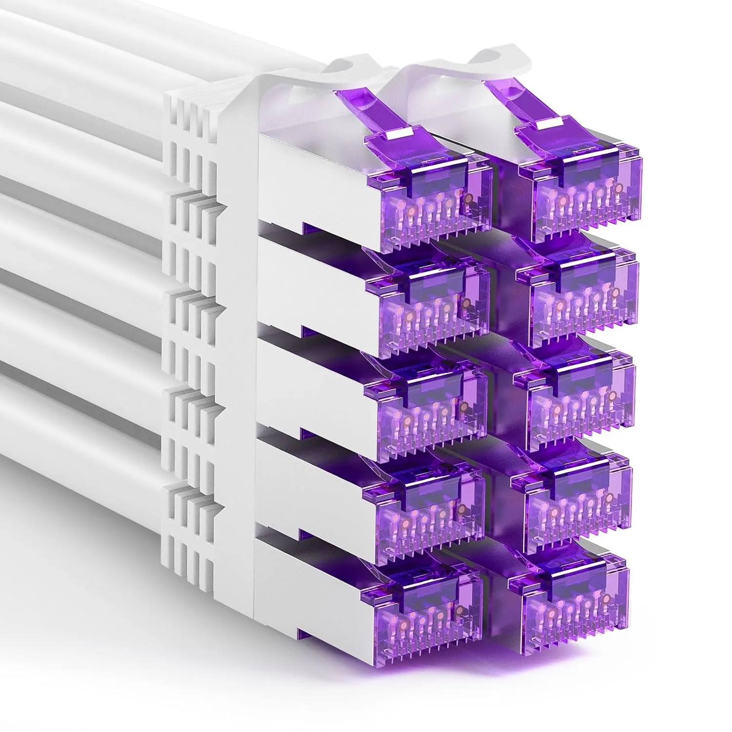 FGB 10 Gbps Patchkabel 0,25m x10, RJ45 Netzwerkkabel CAT 7- Weiß