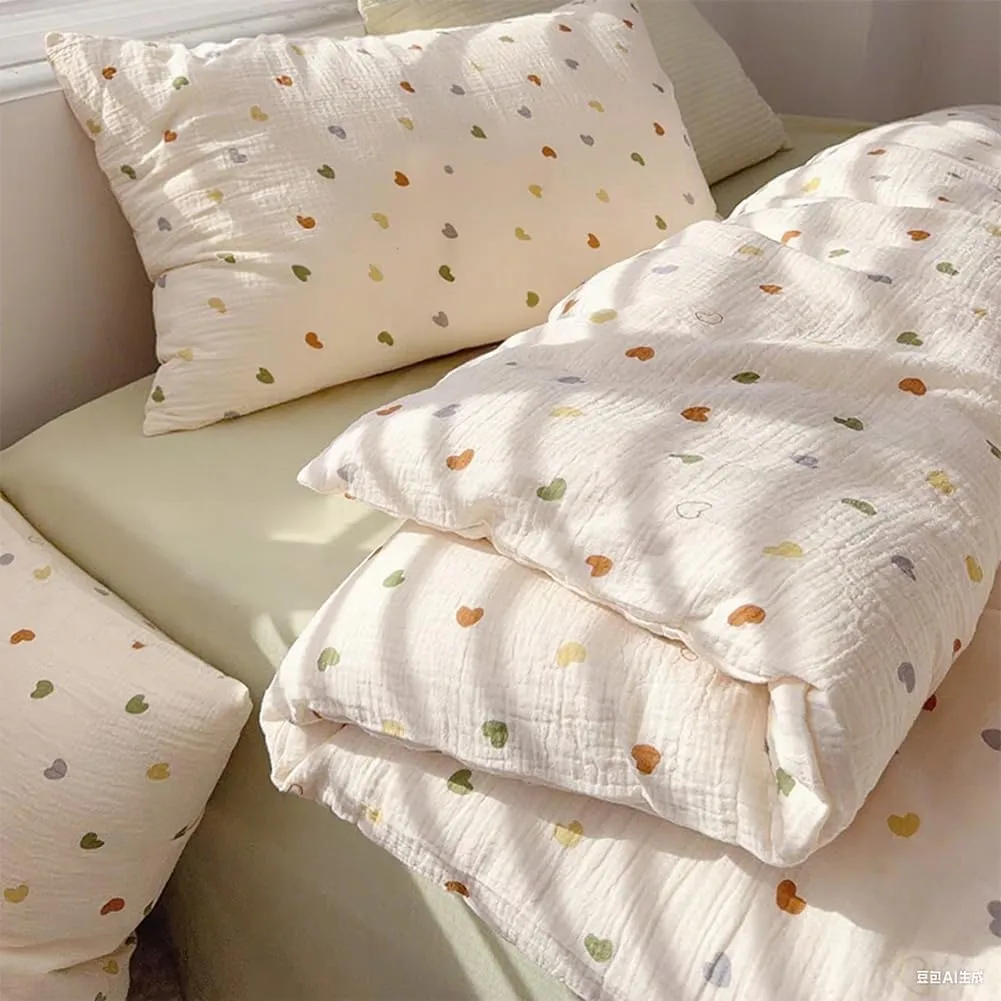 AShanlan Children's Bed Linen 135 x 200 cm Cotton Muslin Bed Linen Children Girls 135 x 200 cm + Pillowcase 80 x 80 cm …
