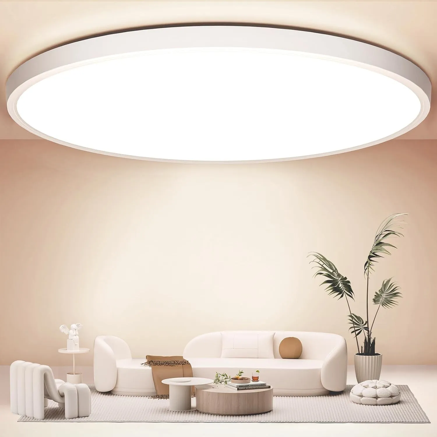 50CM Deckenlampe Led Deckenleuchte Flach - 48W 4800LM 4000K Neutralweiß Rund IP44 Badlampe Lampe Decke für Wohnzimmer K…