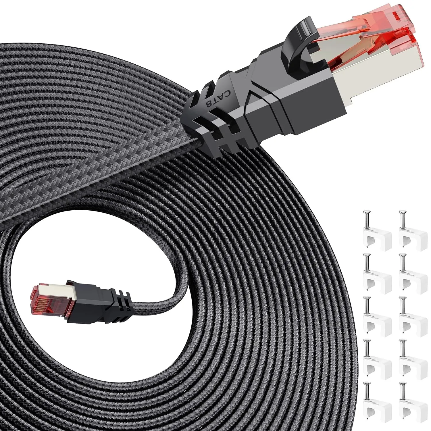 CAT 8 Lan Kabel 8 meter,40Gbps Hochgeschwindigkeits mit RJ45 Stecker | Blitzschnelles 40Gbps 2000MHz，Flüssig und ohne R…