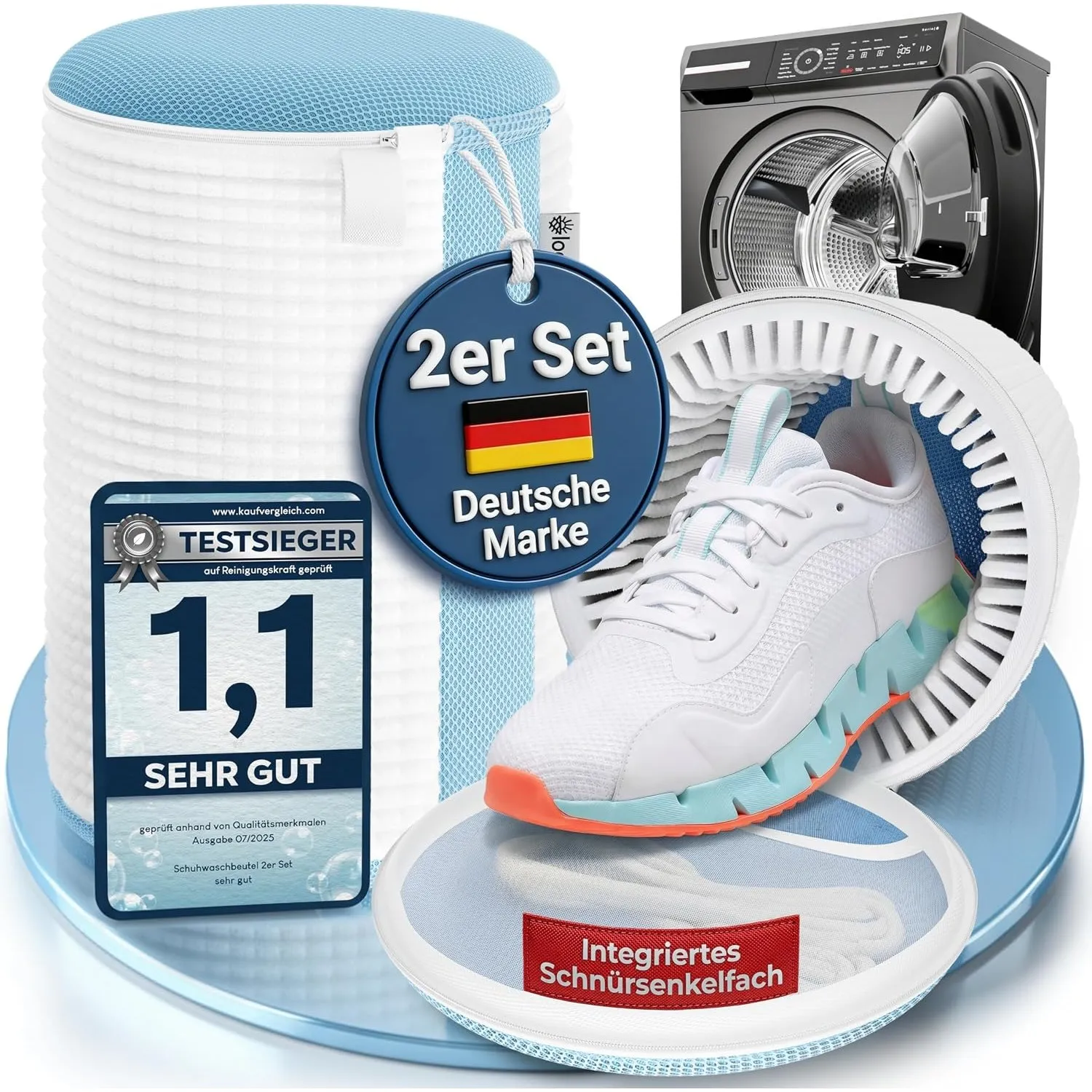 Schuhwaschbeutel Waschmaschine 2er Set – Wäschesack für Schuhe & Sneaker