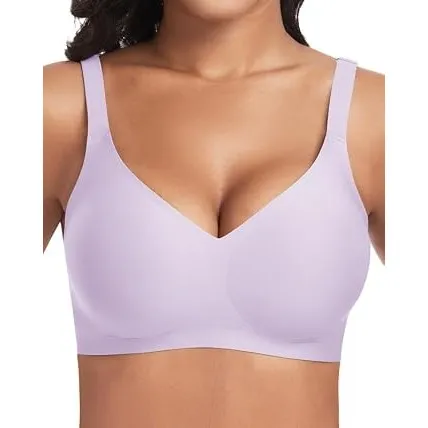 Jiuday BH ohne Bügel Push Up BH Große Brüste Starker Halt Bügelloser Bustier Damen Gepolstert Seamless Soft Bra ohne Bu…