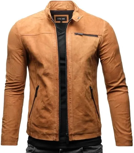 Crone Epic Herren Lederjacke Cleane Basic Leder Jacke in vielen Varianten und Farben