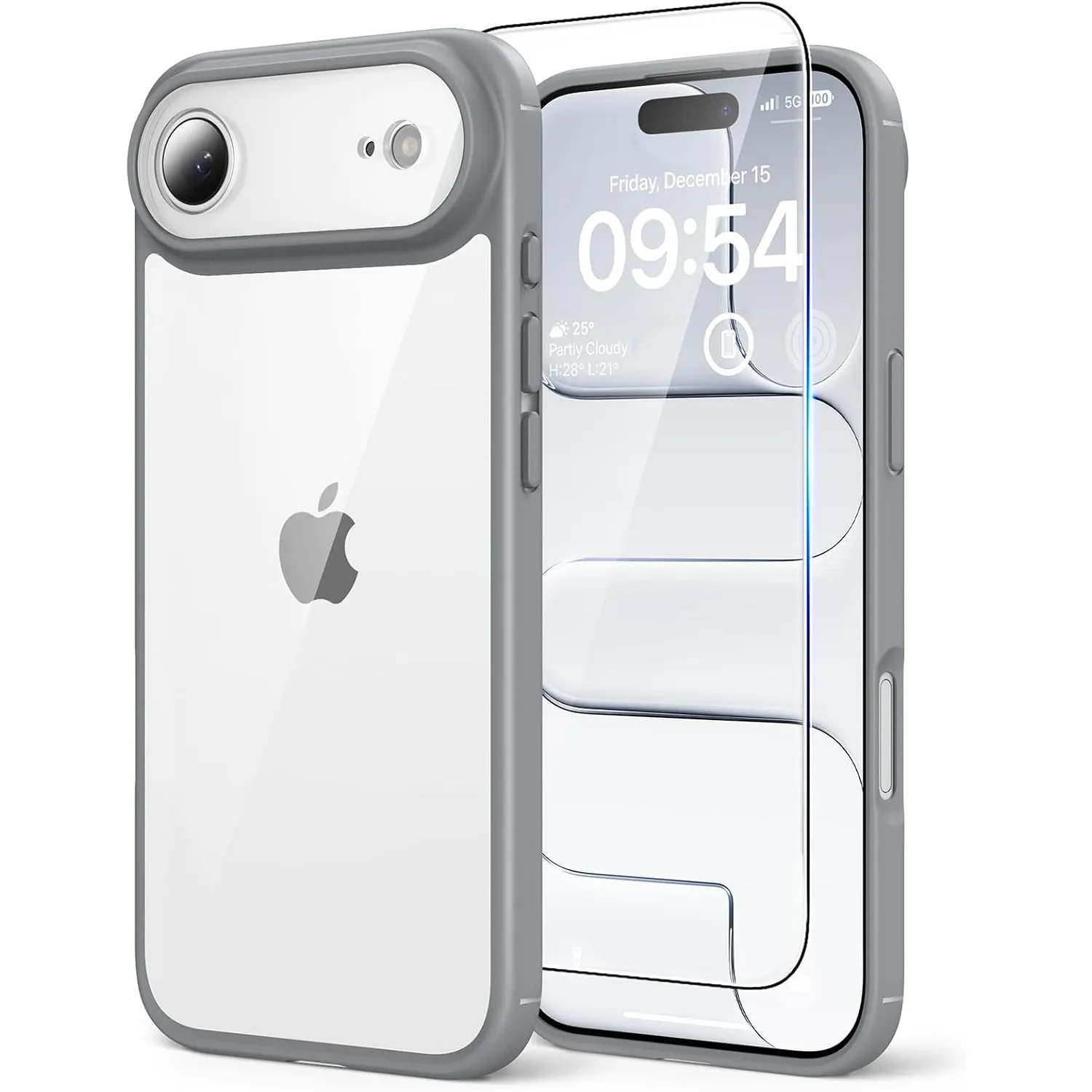 TAURI für iPhone Air Hülle 6,5" mit Schutzfolie - Titan Natur