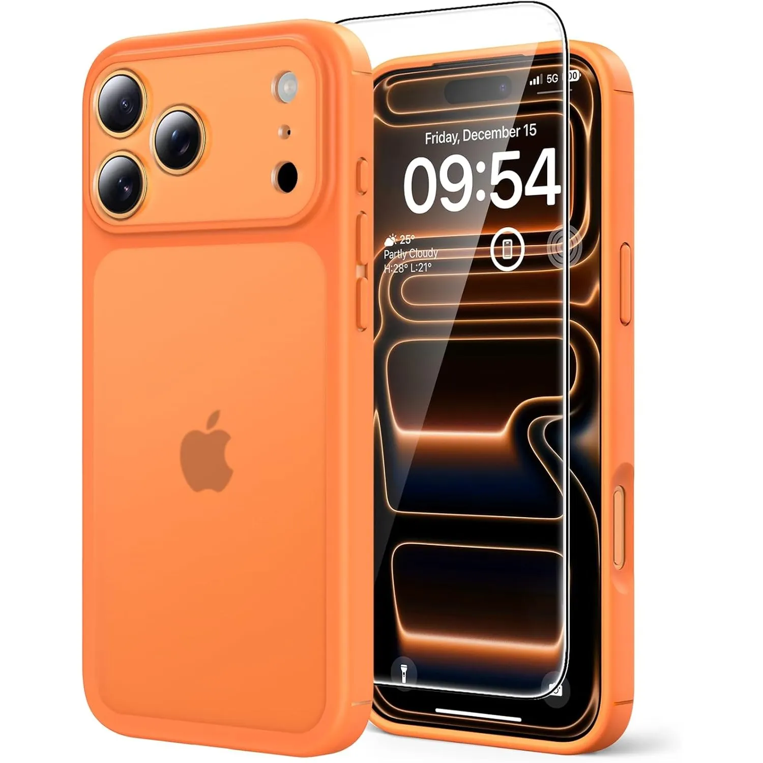 TAURI für iPhone 17 Pro Max Hülle 6,9" mit Schutzfolie - Matt Cosmic Orange