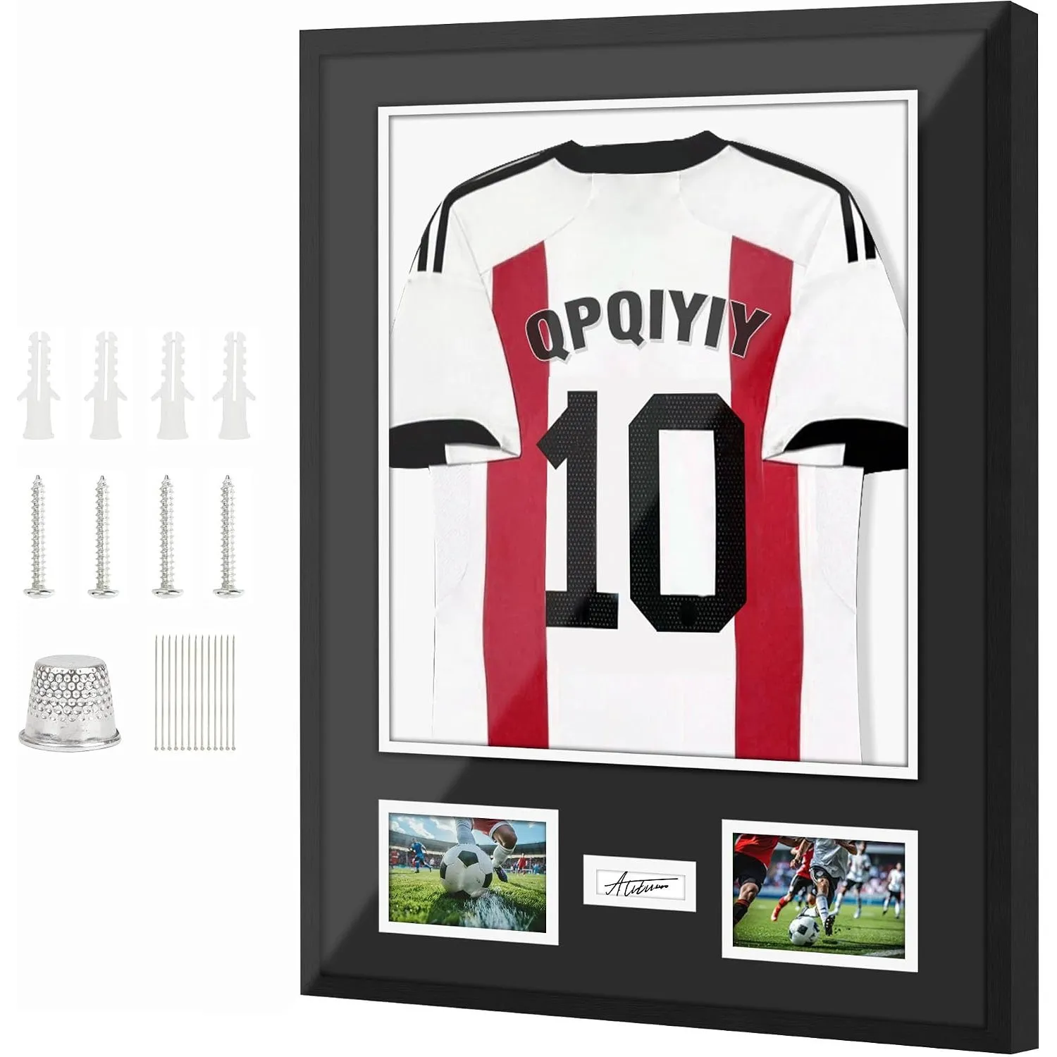 Trikotrahmen 60x80cm Schwarz Trikot Bilderrahmen für Fotos und Autogramme