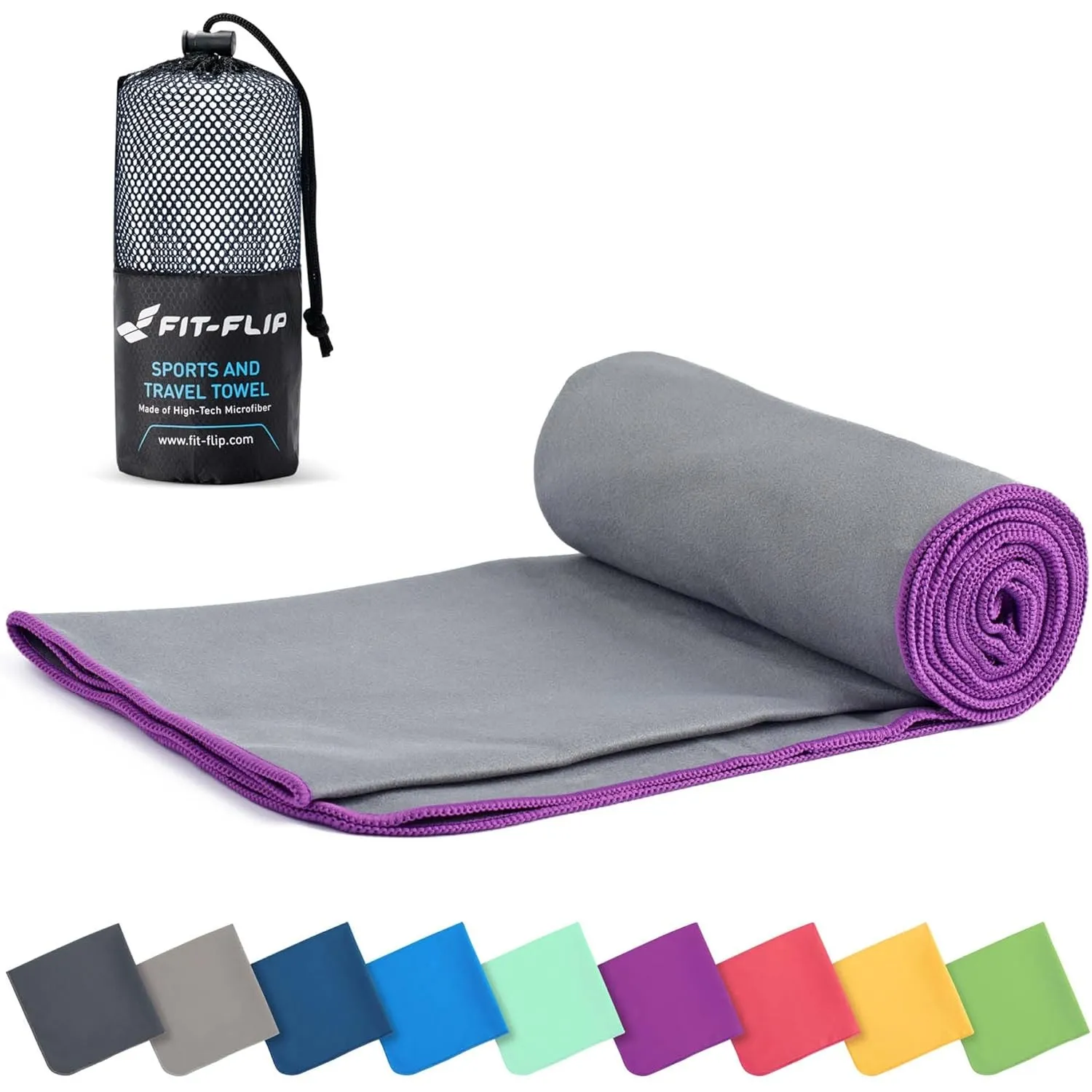 Fit-Flip Mikrofaser Handtuch - kompakte Microfaser Handtücher - ideal als Sporthandtuch, Reisehandtuch, Strandtuch - sc…