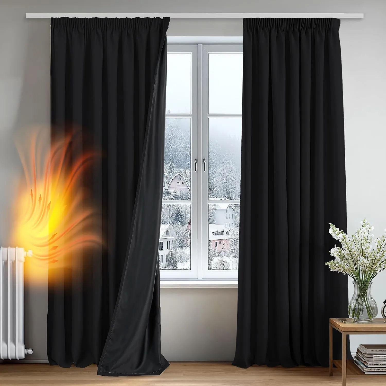 Deconovo 100% Verdunklungsvorhänge Blickdicht Vorhänge mit kräuselband Gardinen Wohnzimmer Vorhang Verdunkelung Thermov…