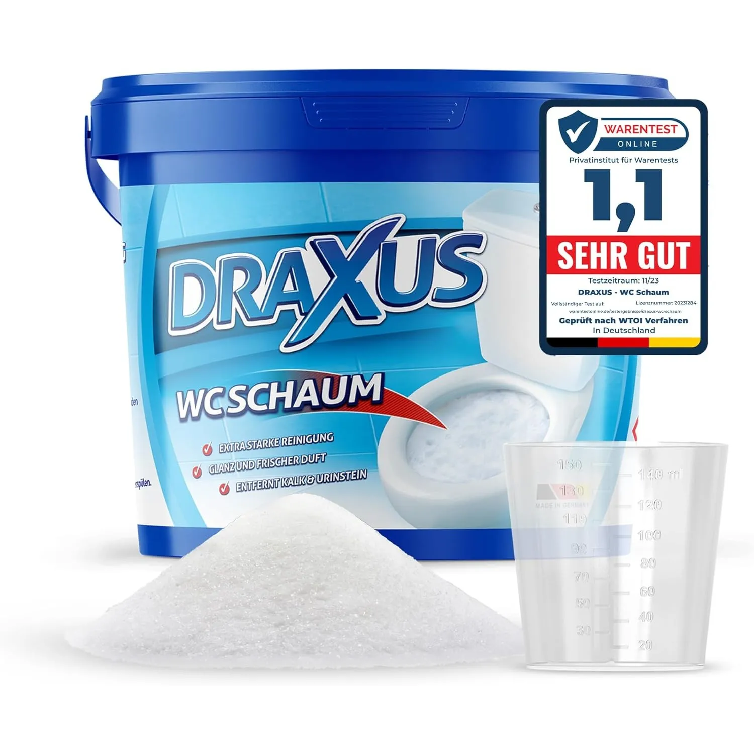 DRAXUS WC Schaum (1 kg) I Extra Stark I WC Reiniger Schaum entfernt kraftvoll Kalk & Urinstein I Sorgt für Glanz und fr…