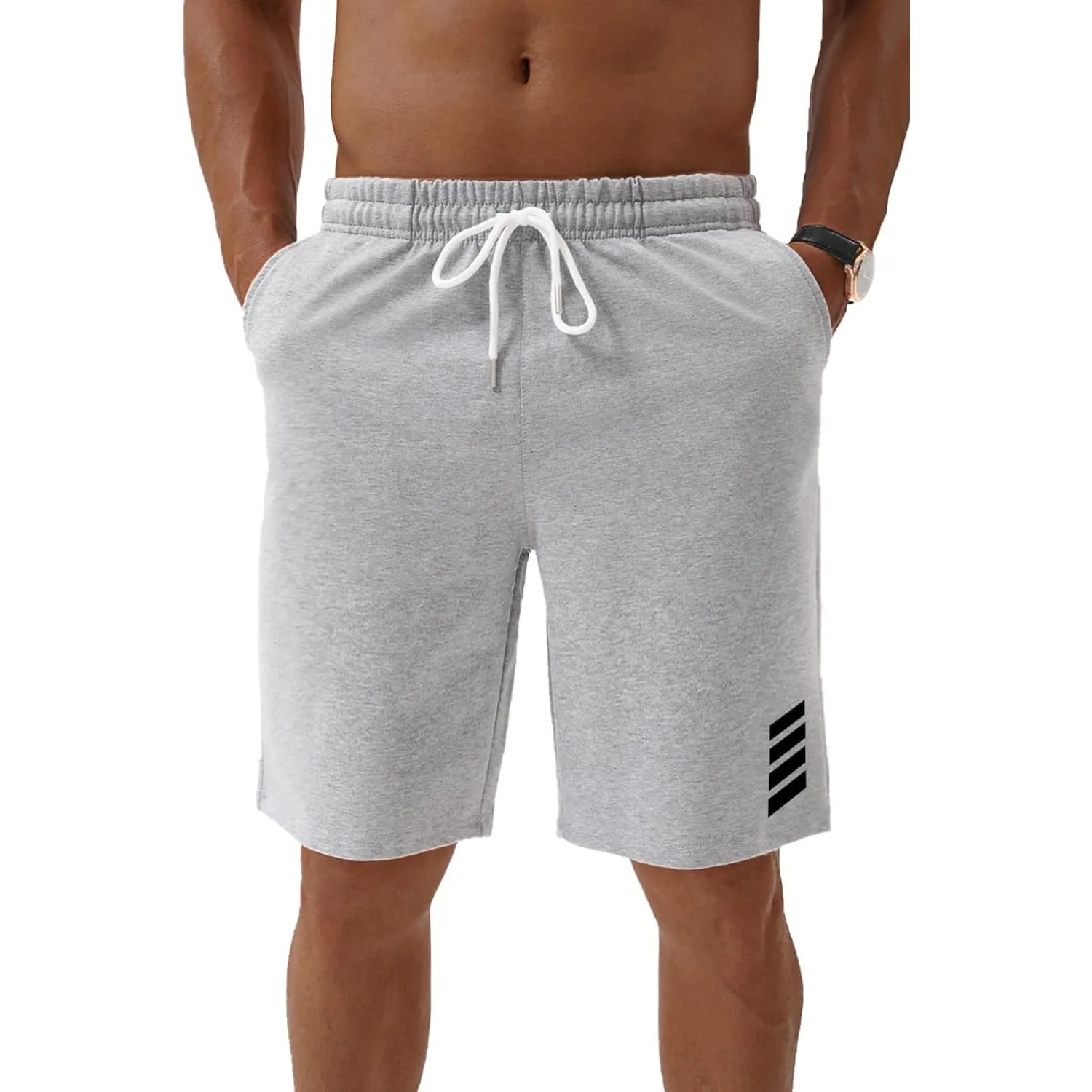 Kurze Hosen Herren Sweatshorts Herren Baumwolle，Sommer-Sportshorts mit Taschen & elastischem Bund für Casual ，Jogging ，…