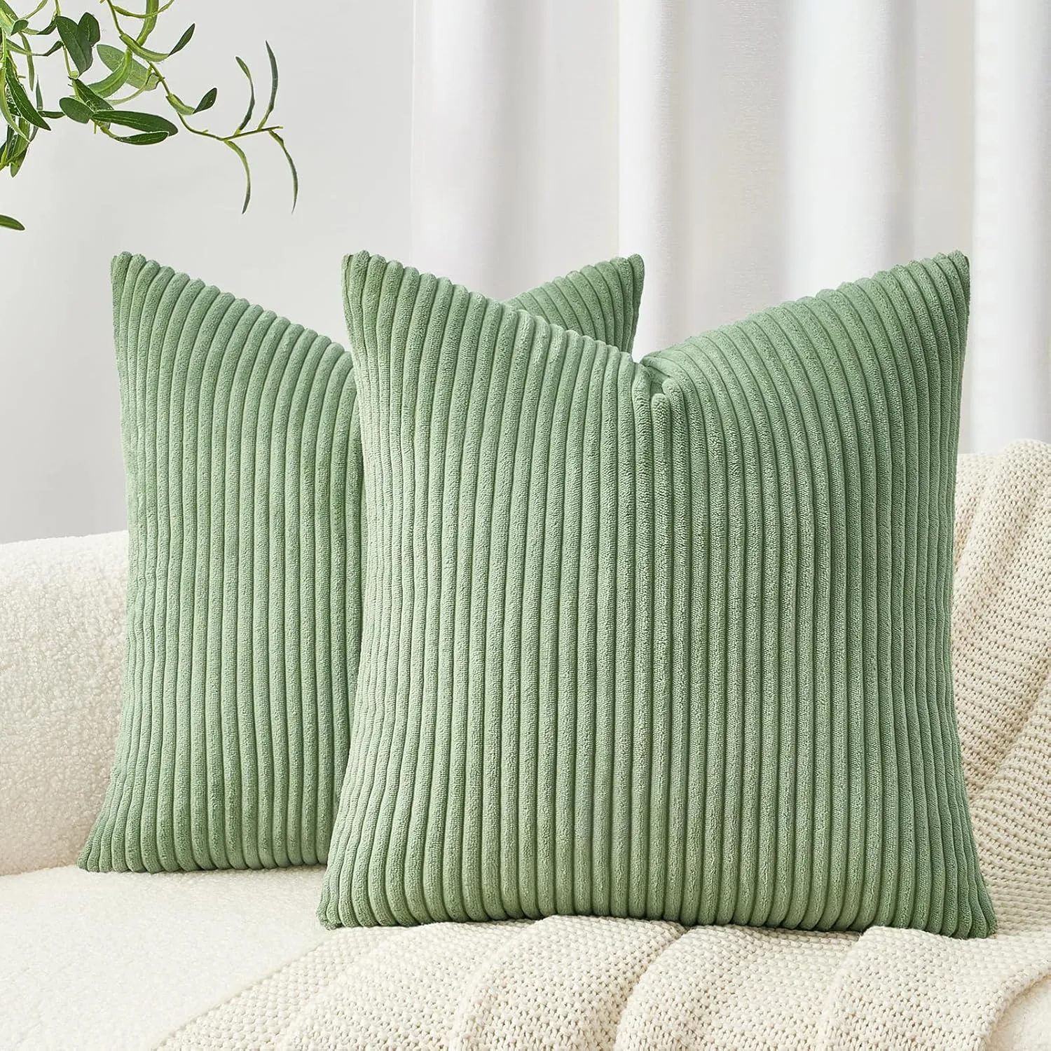 Topfinel Kissenbezug 80x80 Kordsamt 2er SetDekokissen Sofakissen Patchwork Design Deko Wohnzimmer Bett Schlafzimmer Sofa