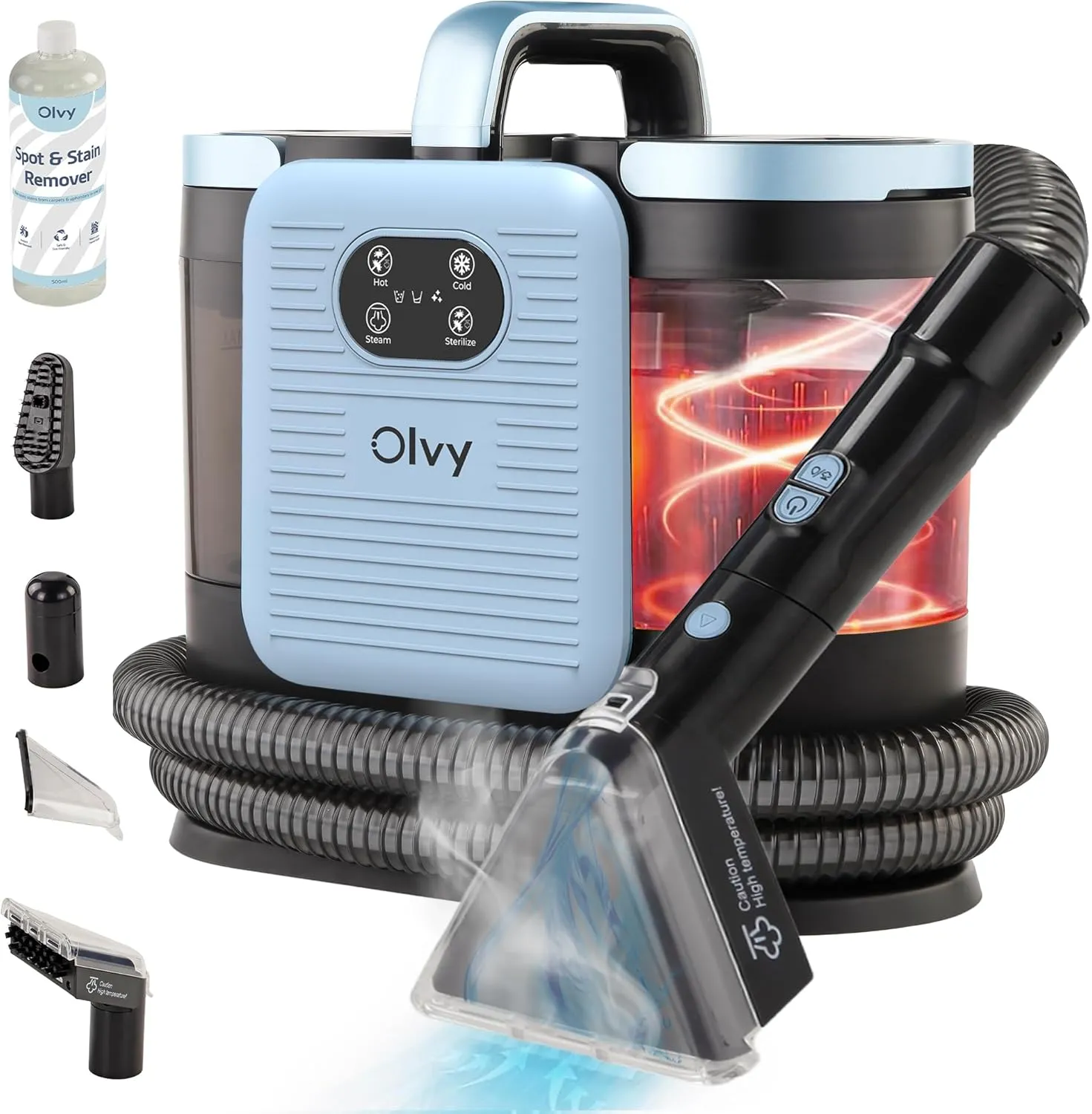 Olvy Teppichreiniger PRO – Nasssauger Polsterreiniger mit Dampf – 100°C Steam Cleaner – Sofa Reiniger Gerät – Polster S…