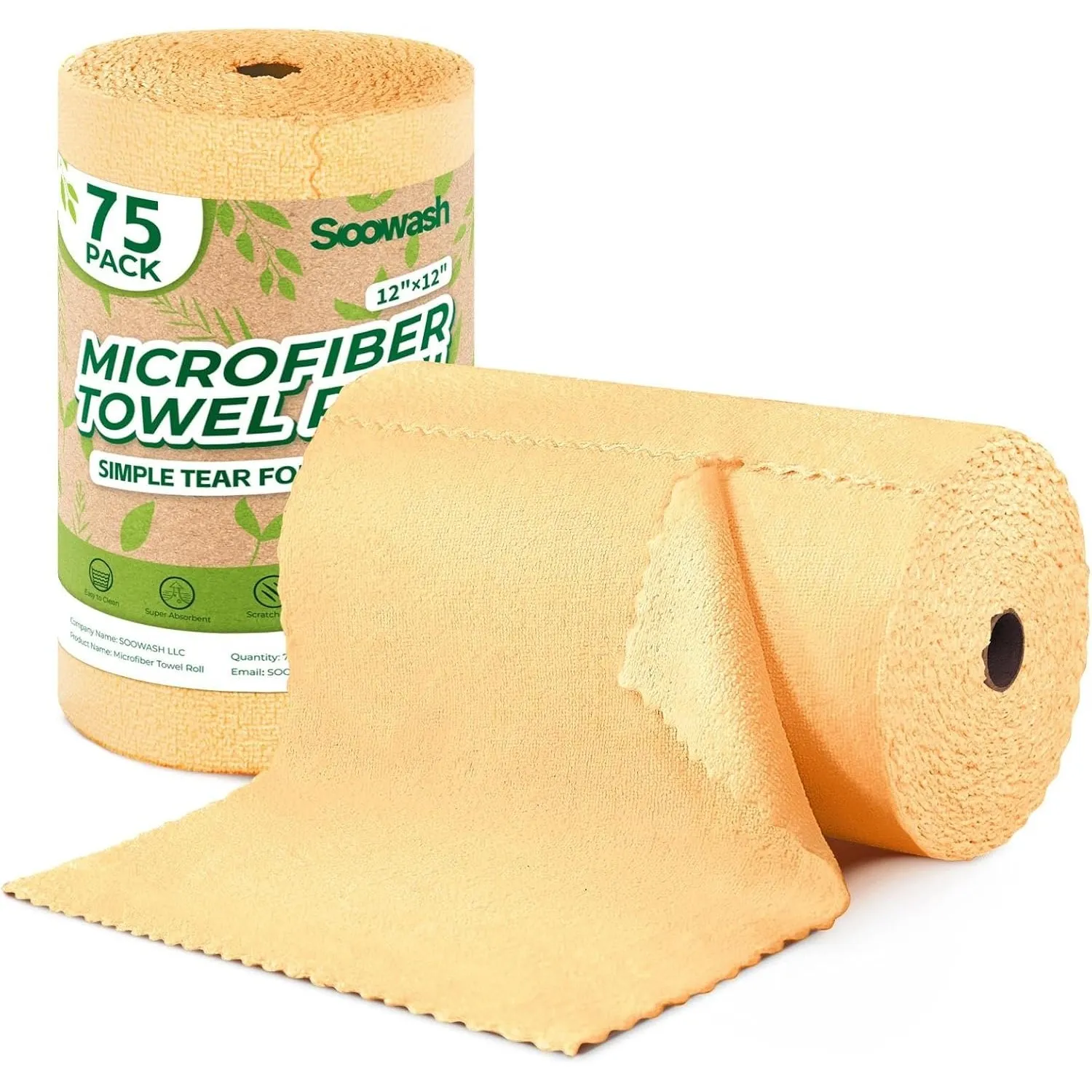 Mikrofasertücher Rolle, 75 Stück Mikrofaser Reinigungstücher, Abreißbare Lappen Putztücher für Auto, Küche und Haus 30x…