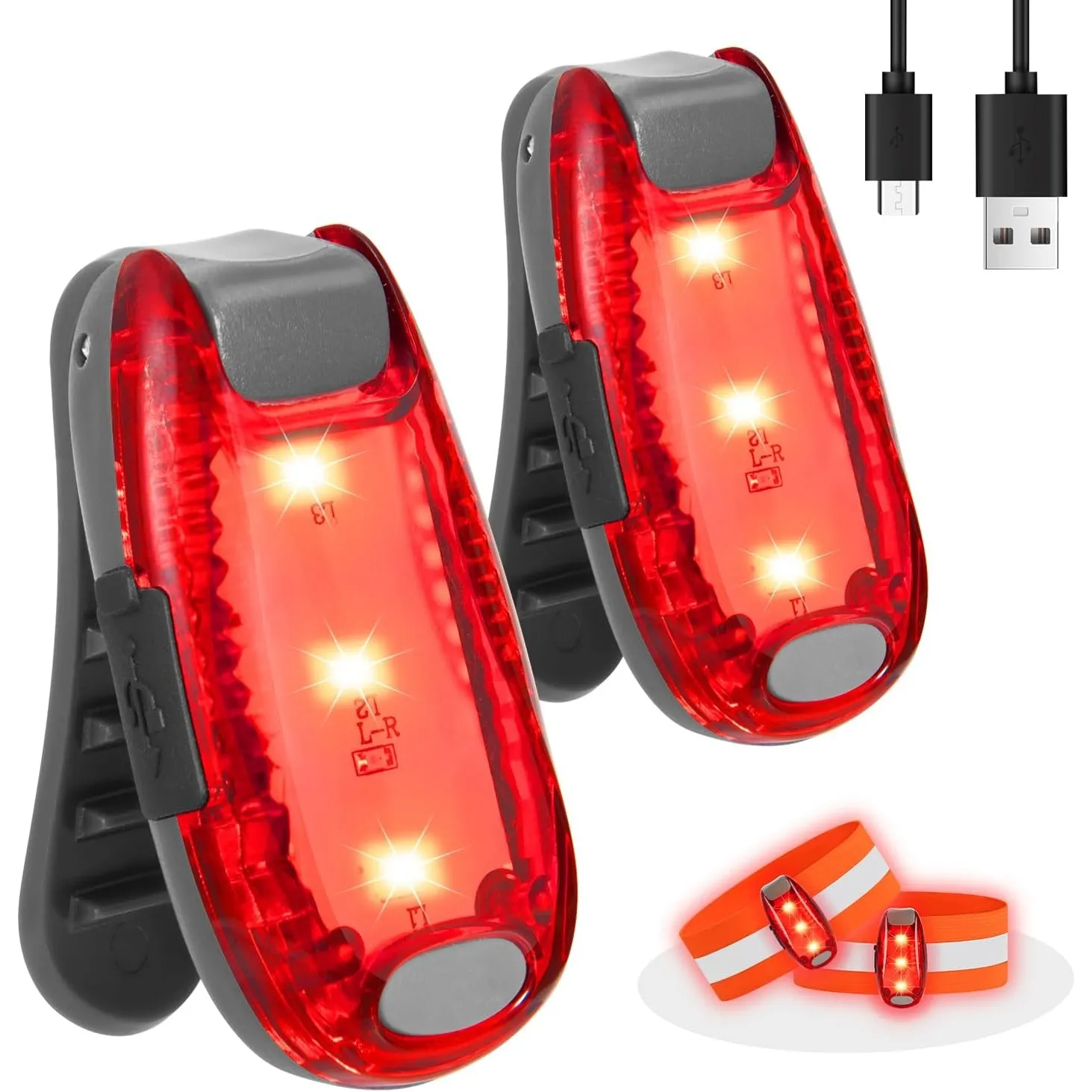 LED Blinklicht Schulranzen 2er Set, Licht für Schulranzen, Sicherheitslicht Aufladbar, Reflektoren Schulranzen Kinder f…
