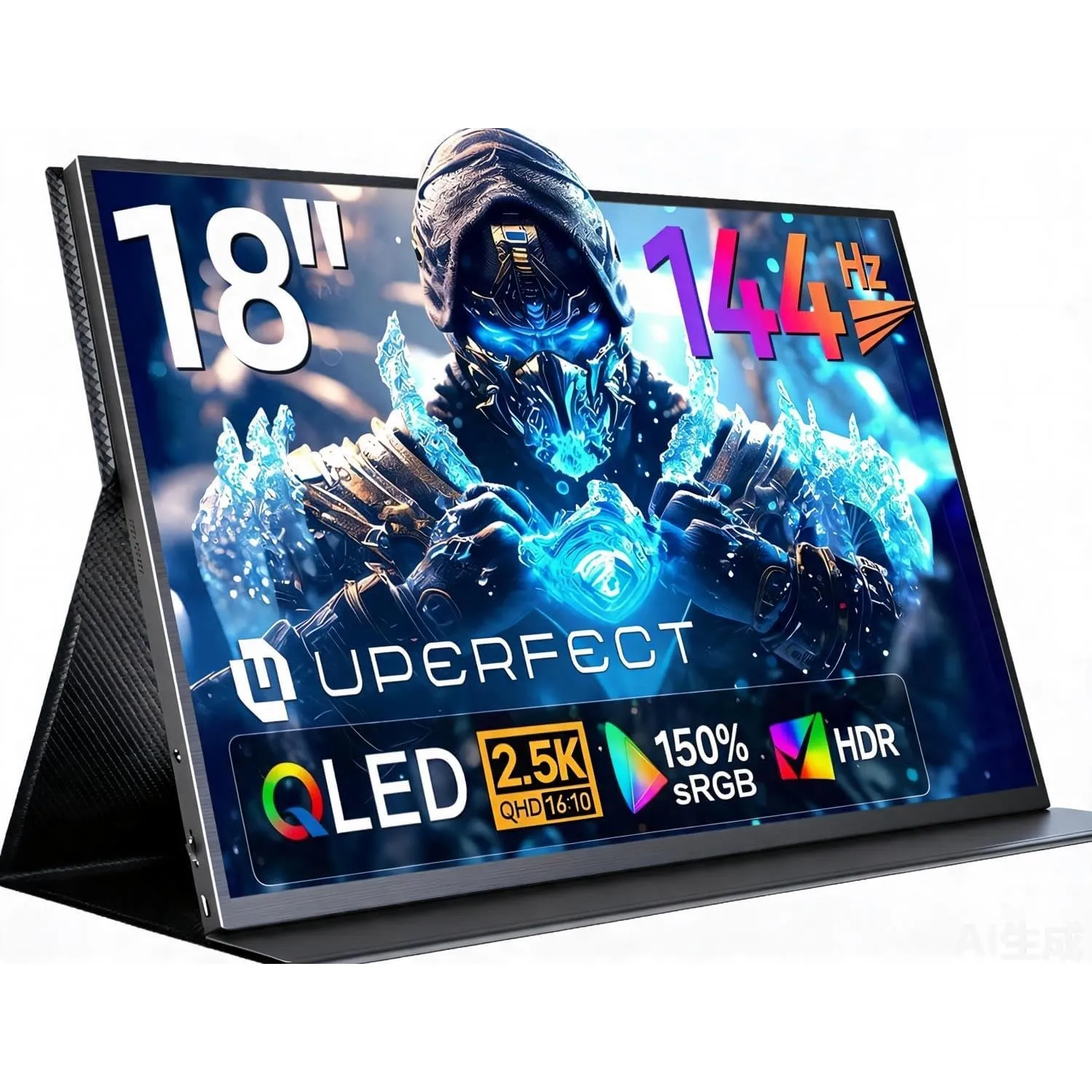 UPERFECT Portable Monitor QLED 18 Zoll 2.5K 144Hz 150% sRGB 2000:1 500Nits | Tragbarer Display 2560x1600 16:10 Gaming M…