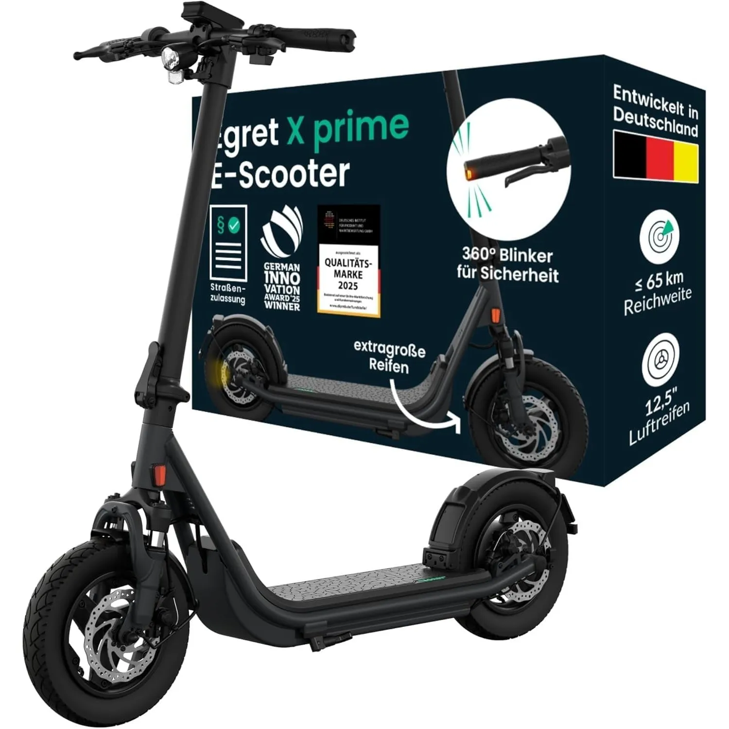 Egret X Serie - Prime, Ultra, Core+, Elektroscooter, E-Scooter mit Straßenzulassung, bis 90km Reichweite, Elektroroller…