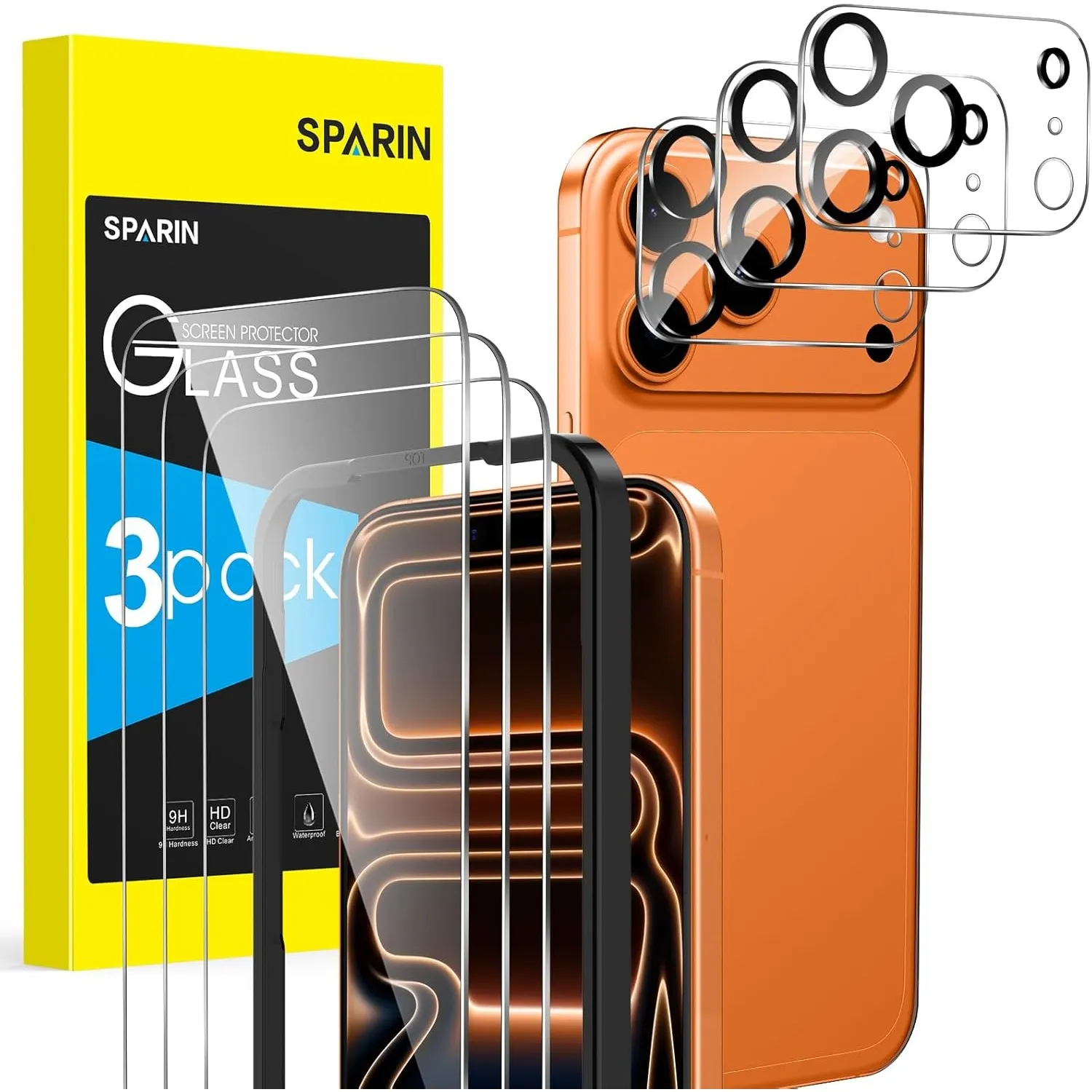 SPARIN Panzer Schutz Glas für iPhone 17 Pro Max, mit Montagerahmen, 3 Stück Schutzfolie und 3 Stück Kameraschutz, 9H Hä…