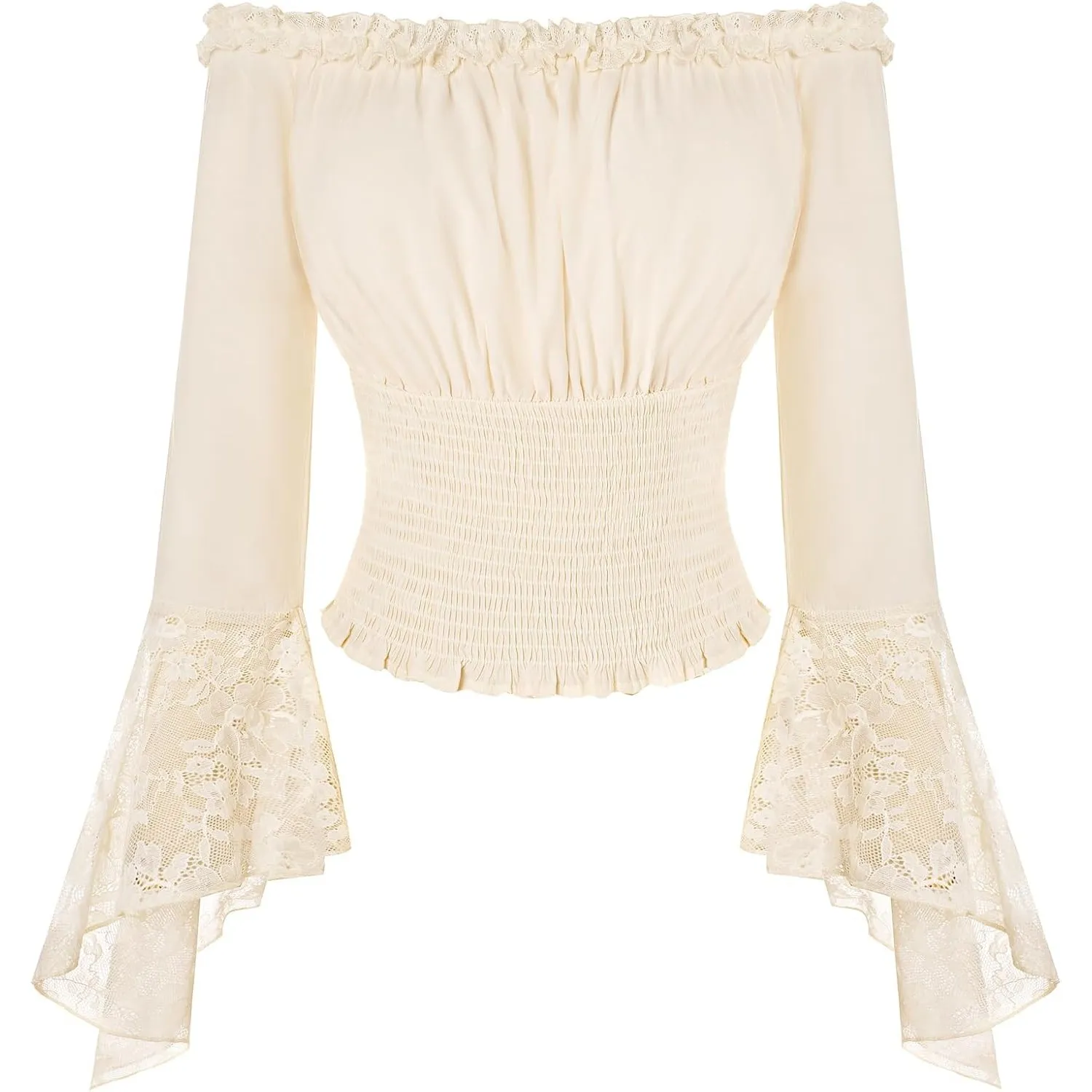SCARLET DARKNESS Damen Mittelalter Oberteil Langarm mit Spitze