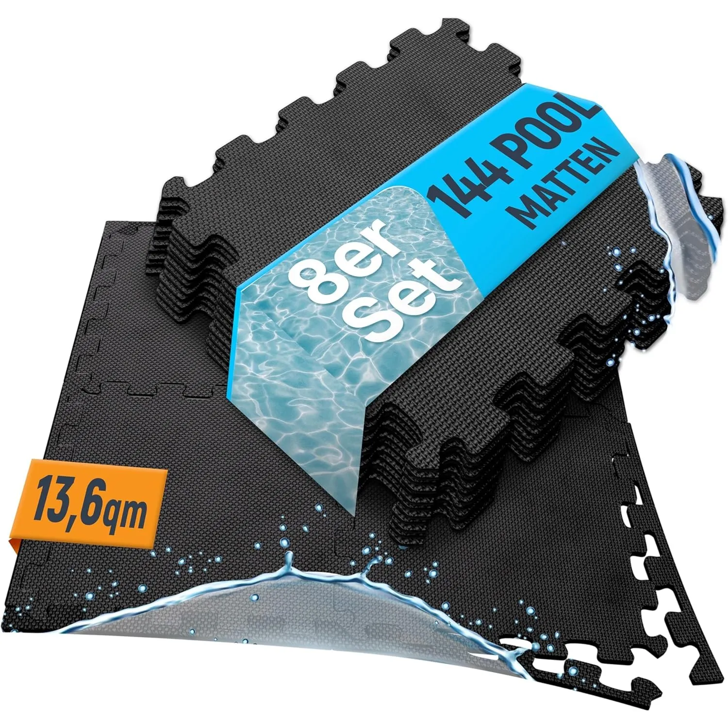 NEOLYMP 144 Stück Pool Unterlage Outdoor zuschneidbar - Whirlpool Unterlegmatte rutschfest und langlebig - Poolmatten S…