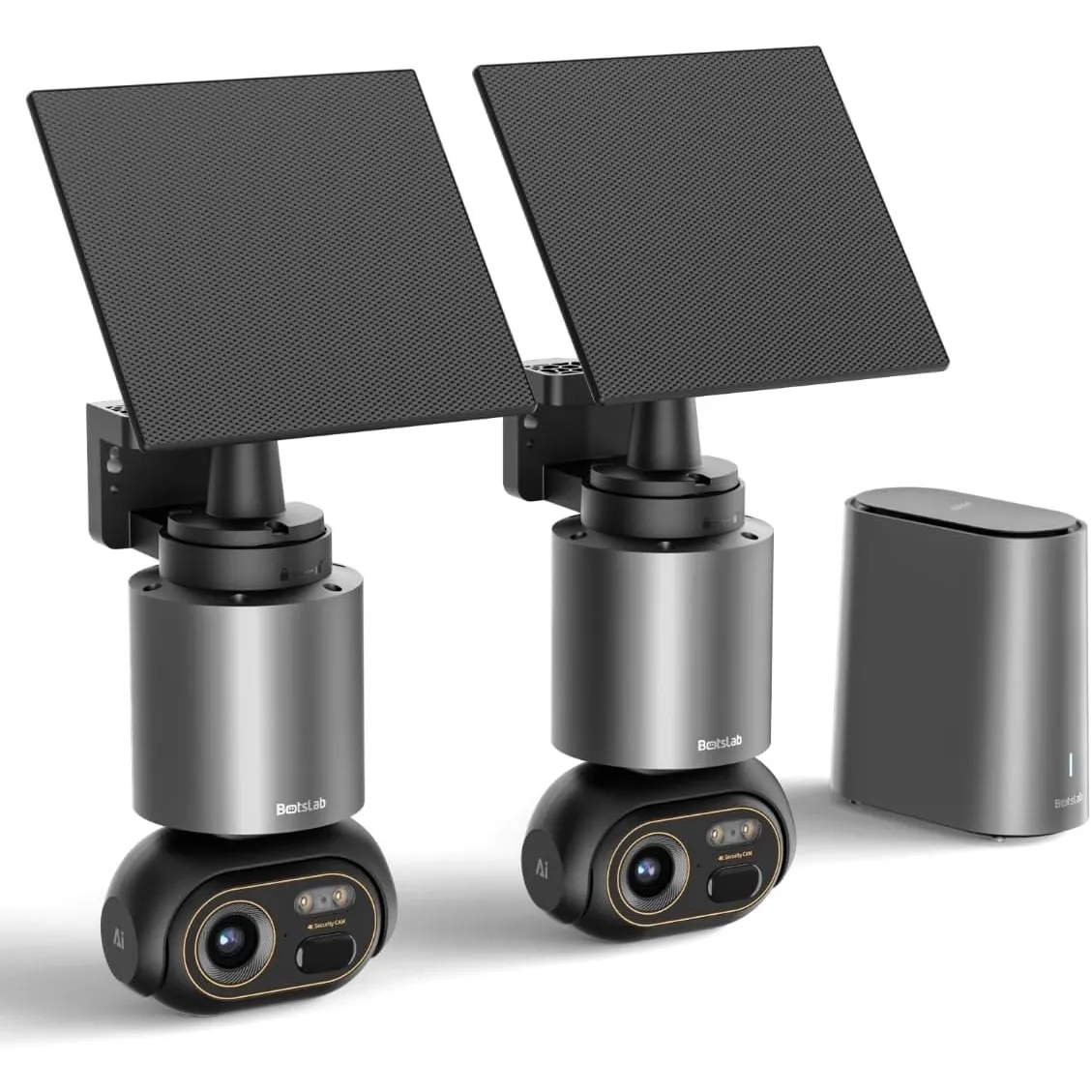 BOTSLAB 4K Überwachungskamera Aussen, 2 Cam-Kit mit Solarpanel,Basisstation