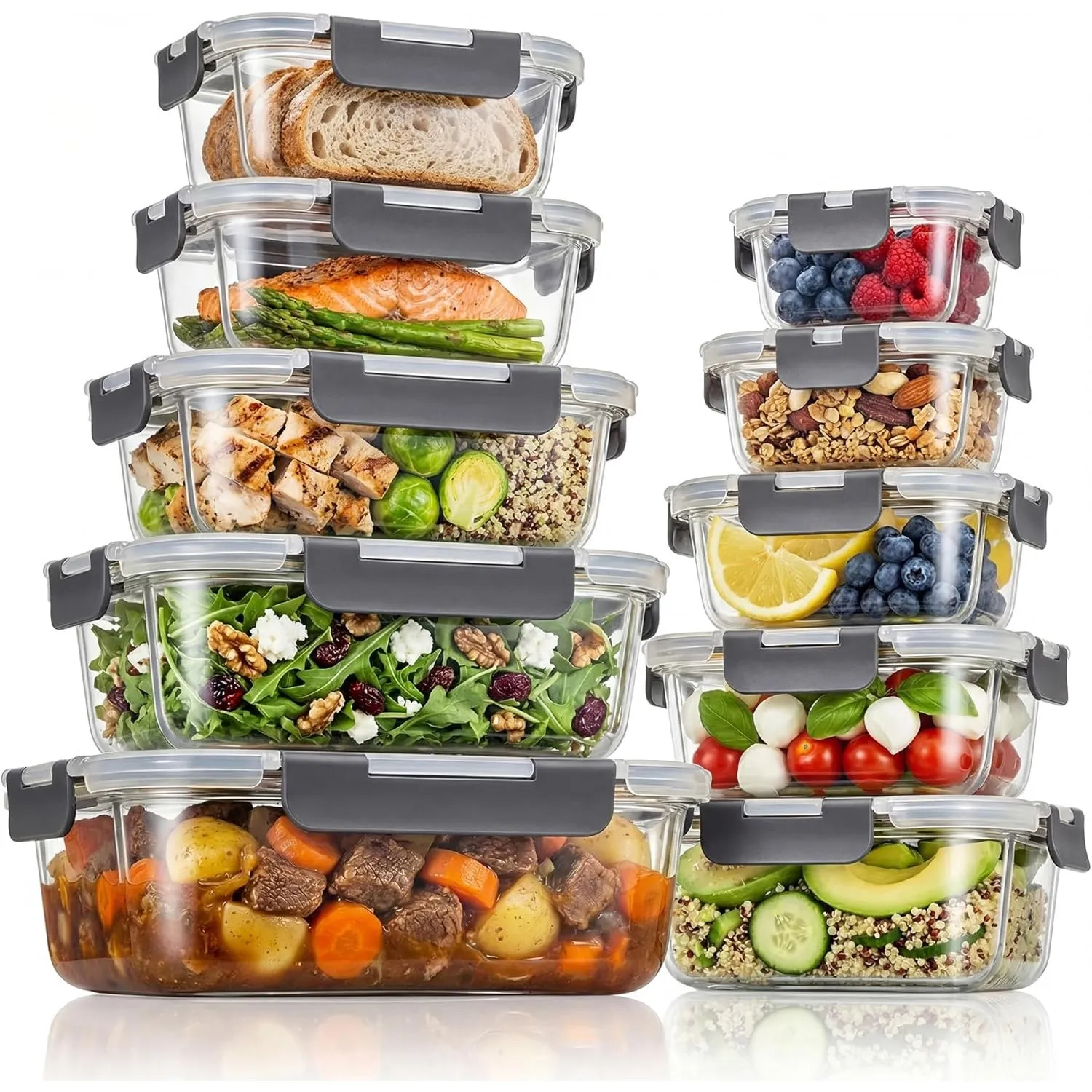 S SALIENT Glas-Frischhaltedosen Set,meal prep boxen,glasbehälter mit deckel,Spülmaschinenfest, Mikrowellen & Gefriersch…