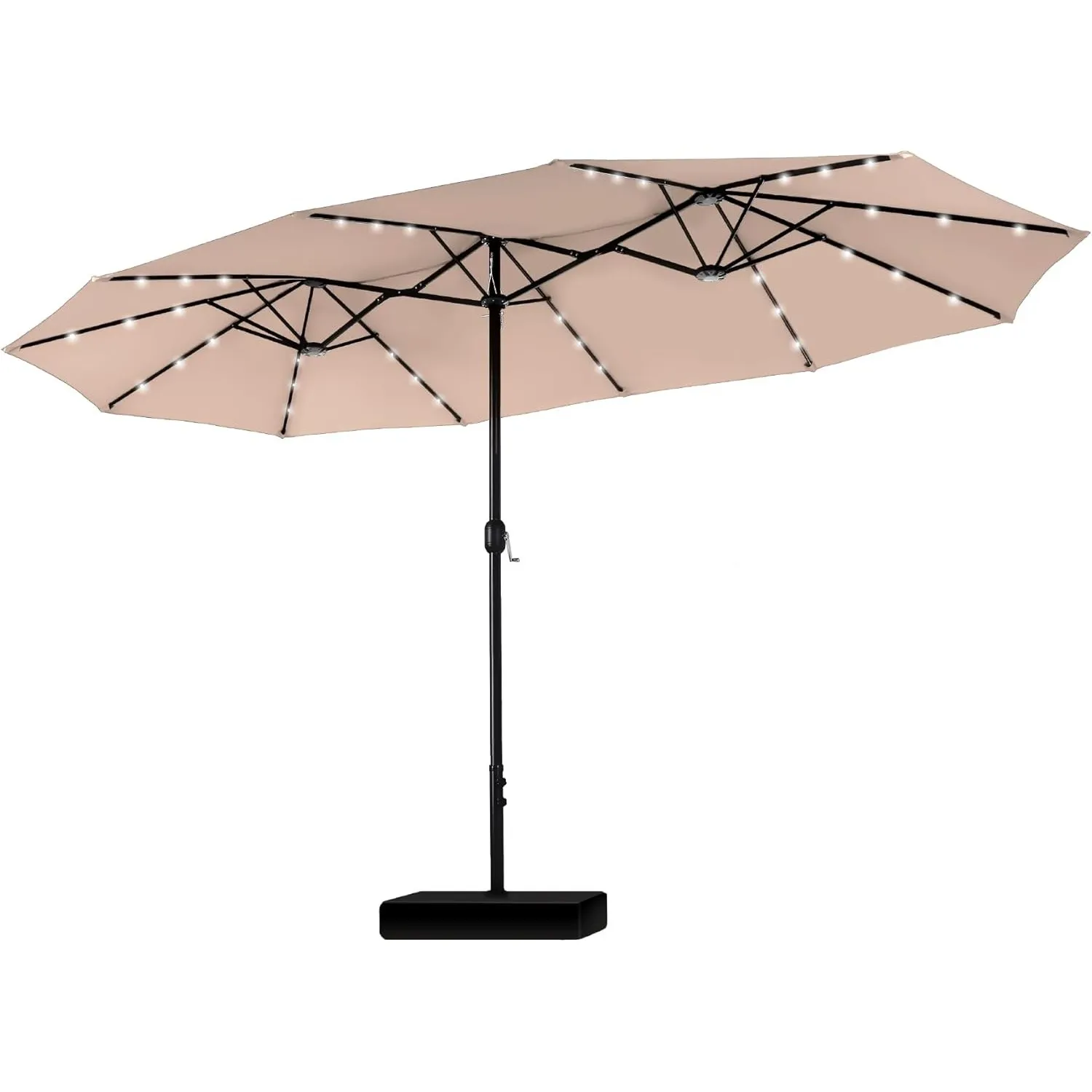 PHI VILLA Sonnenschirm Rechteckig mit Ständer Groß 270x450cm für Garten Terrasse Gartenschirm mit Kurbel UV Schutz Para…