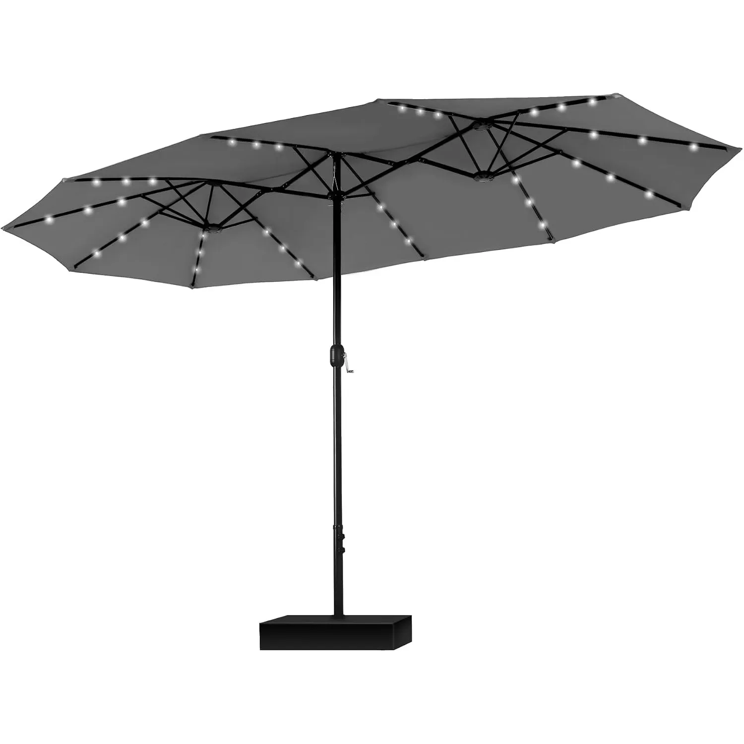 PHI VILLA Sonnenschirm Rechteckig mit Ständer Groß 270x450cm für Garten Terrasse Gartenschirm mit Kurbel UV Schutz Para…