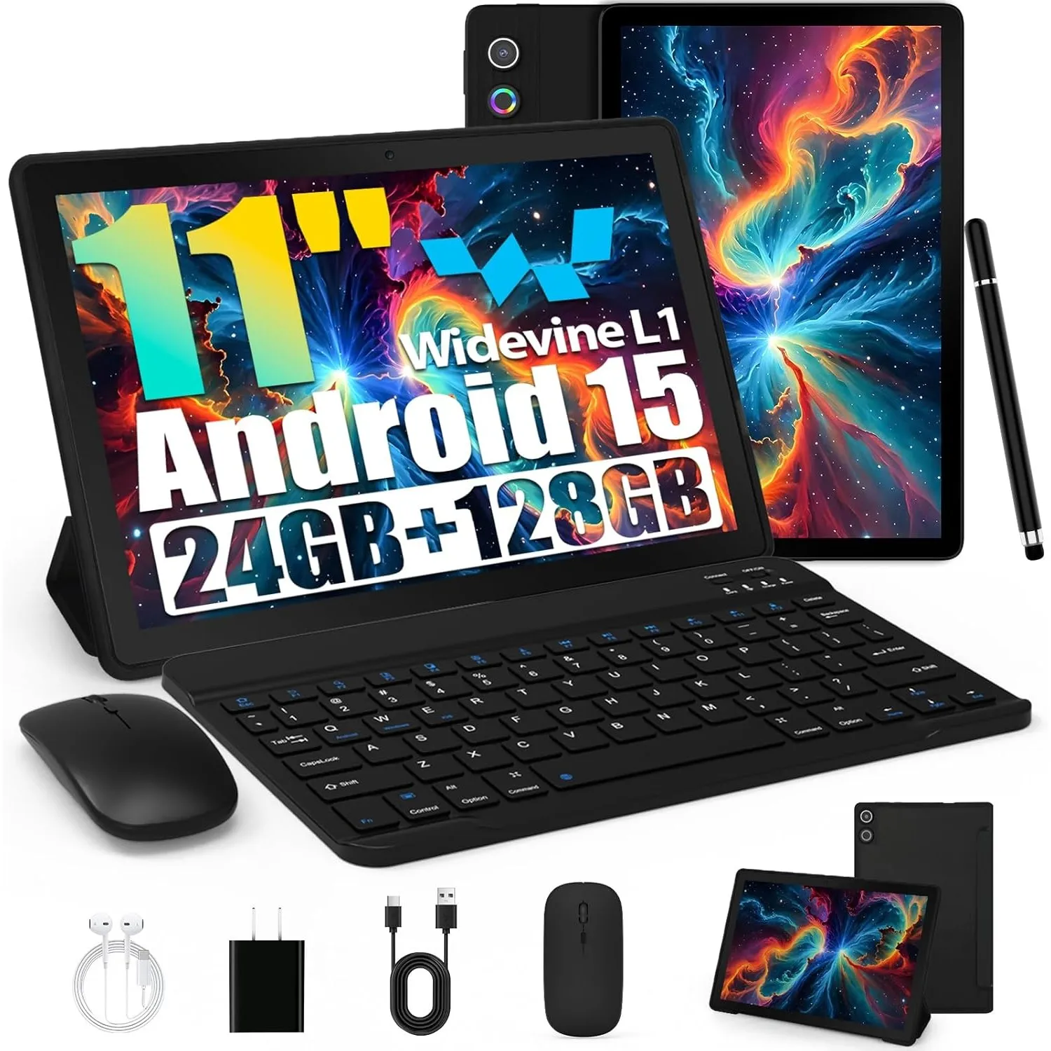 Tablet, Android Tablet 11 Zoll mit 24GB RAM + 128GB ROM (1TB TF), Octa-Core, Widevine L1, WiFi 6 & BT 5.3, 6800mAh Akku…