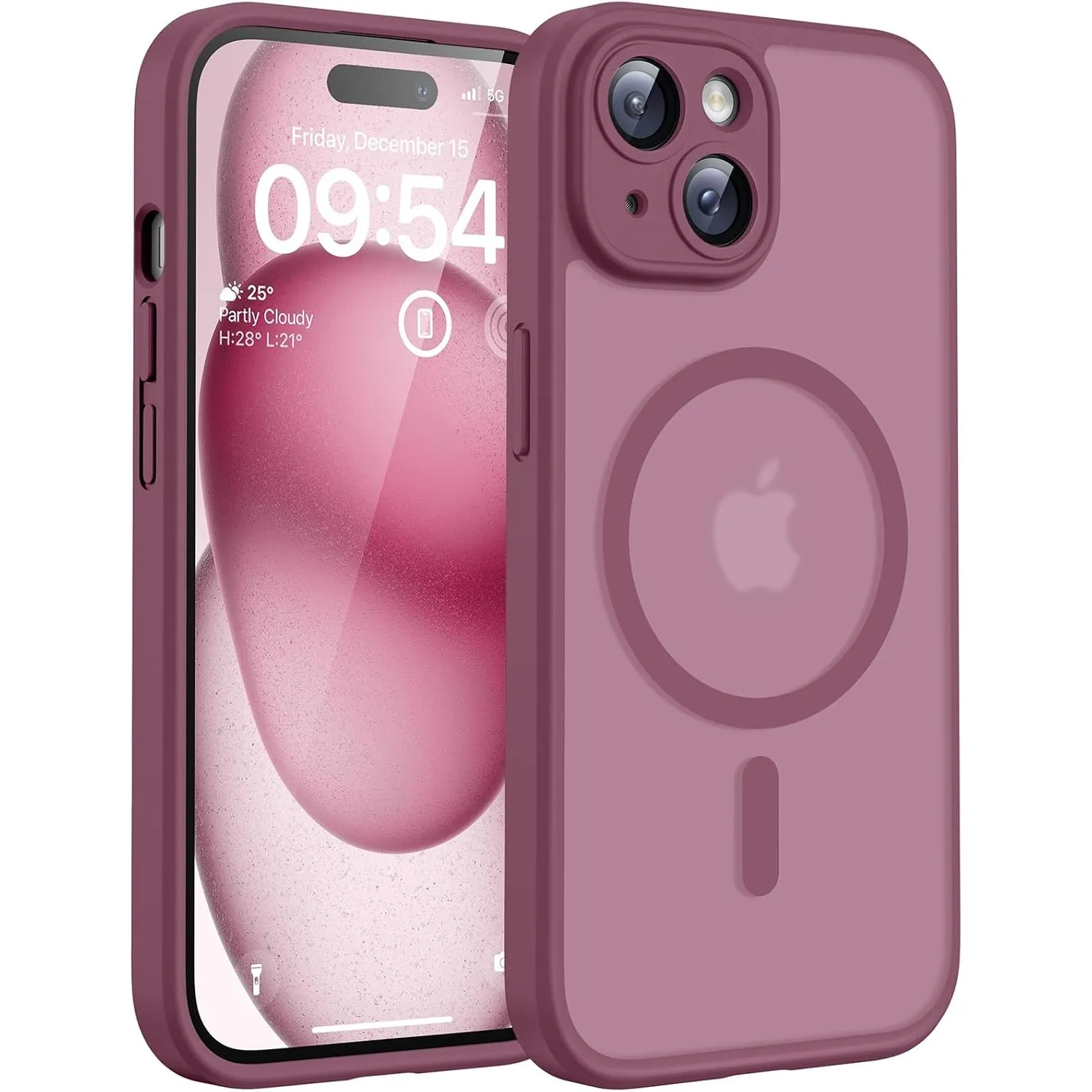 TOCOL für iPhone 15 Hülle, Kompatibel mit MagSafe, Pflaume