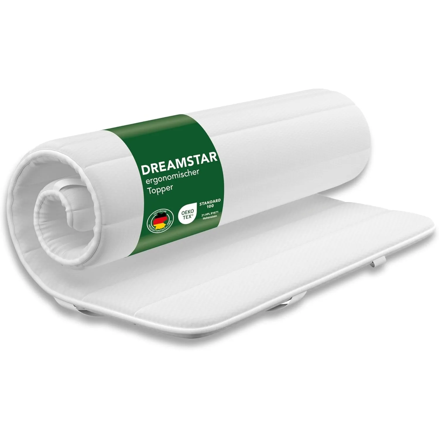 DREAMSTAR Topper 90x200cm mit Schaumkern | atmungsaktiver Matratzentopper mit 4 Eckgummis | Bequeme Matratzenauflage fü…