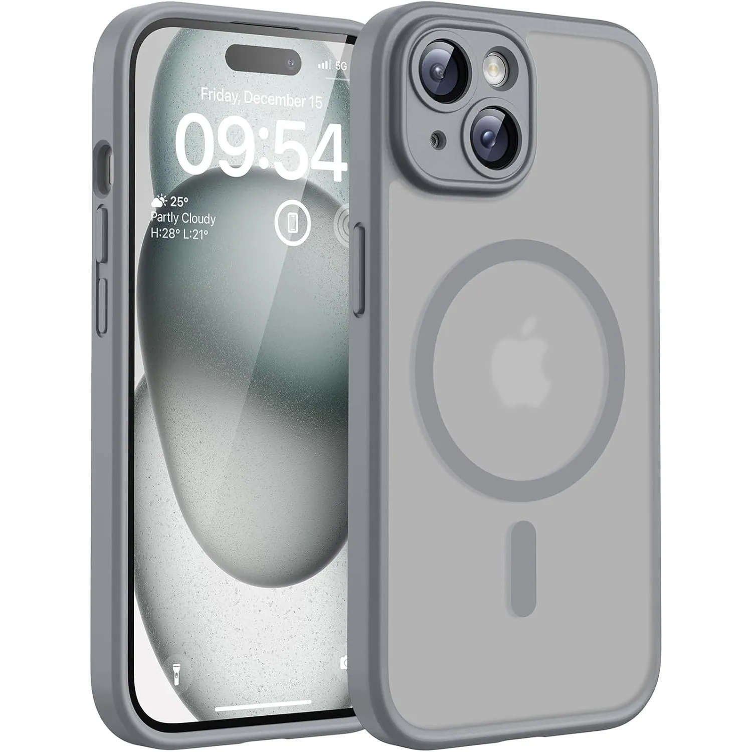 TOCOL für iPhone 15 Hülle, Kompatibel mit MagSafe, Grau
