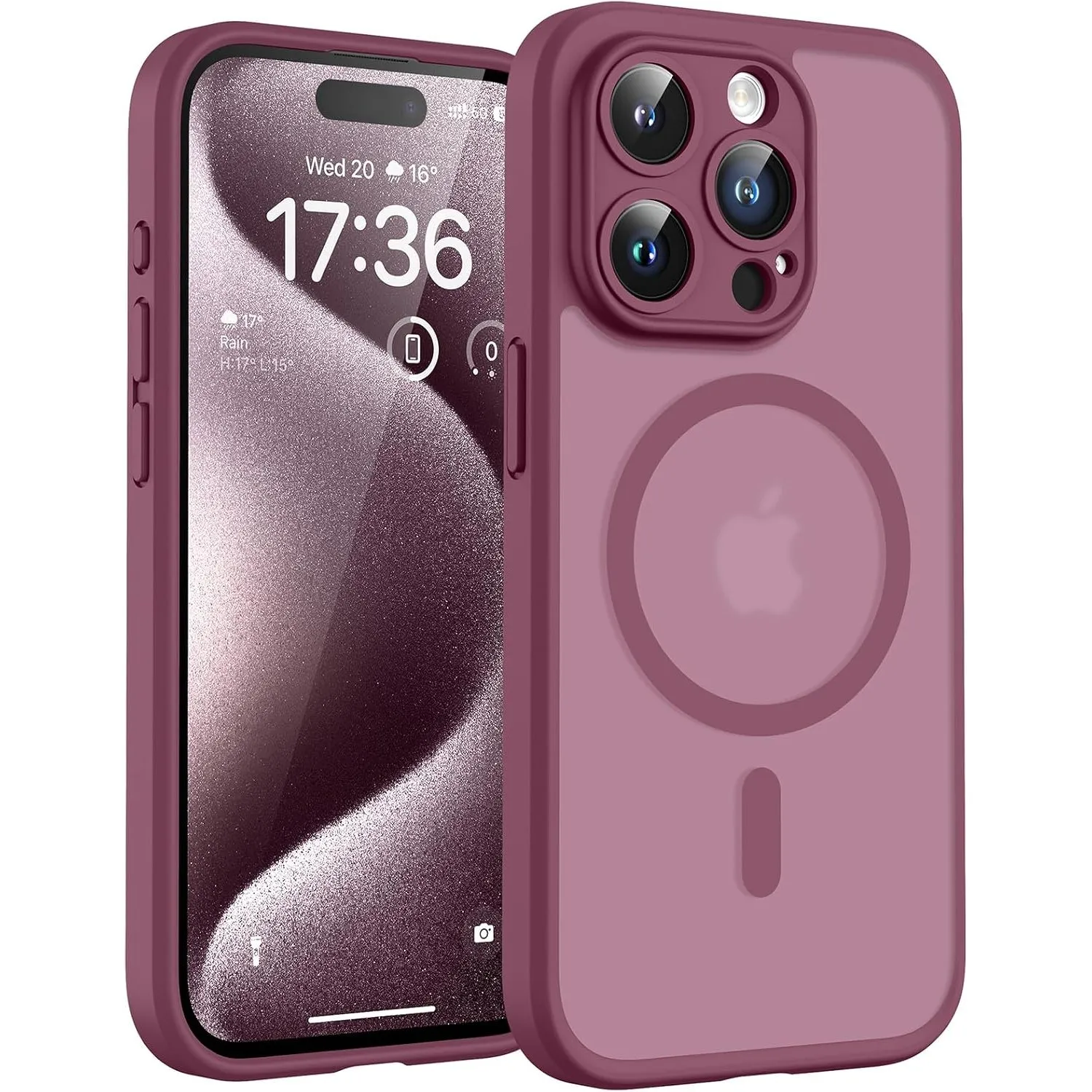 TOCOL für iPhone 15 Pro Hülle, Kompatibel mit MagSafe, Pflaume