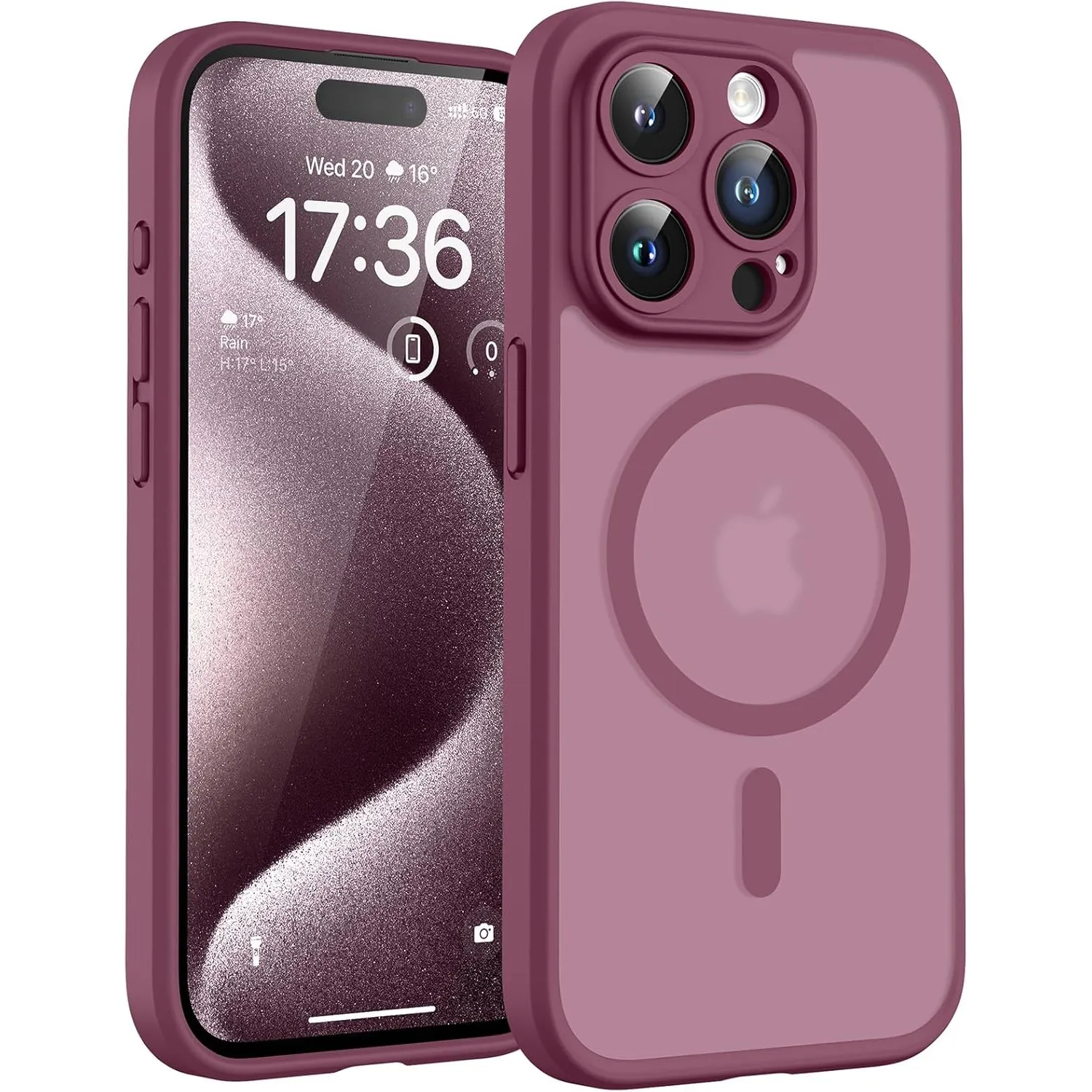 TOCOL für iPhone 15 Pro Max Hülle, Kompatibel mit MagSafe, Pflaume