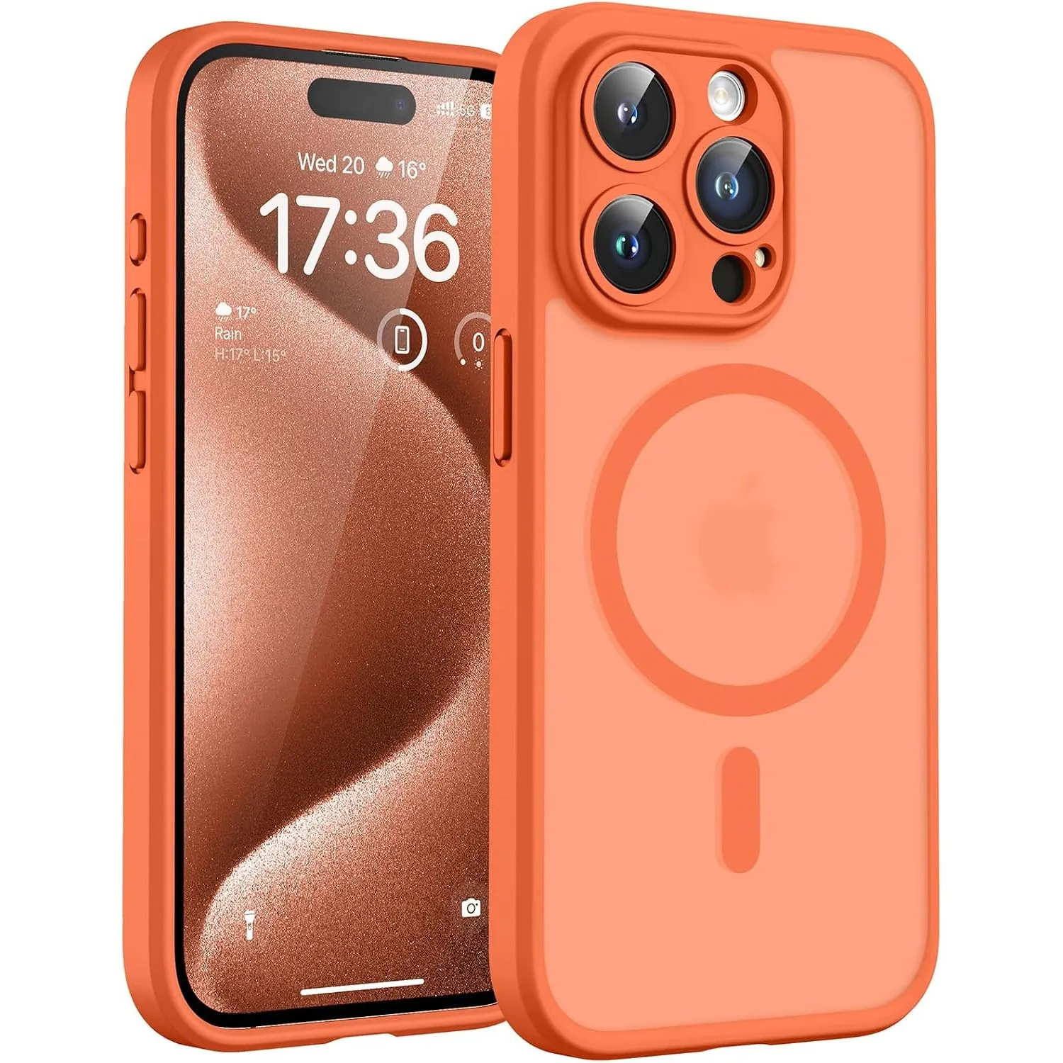 TOCOL für iPhone 15 Pro Max Hülle, Kompatibel mit MagSafe, Orange