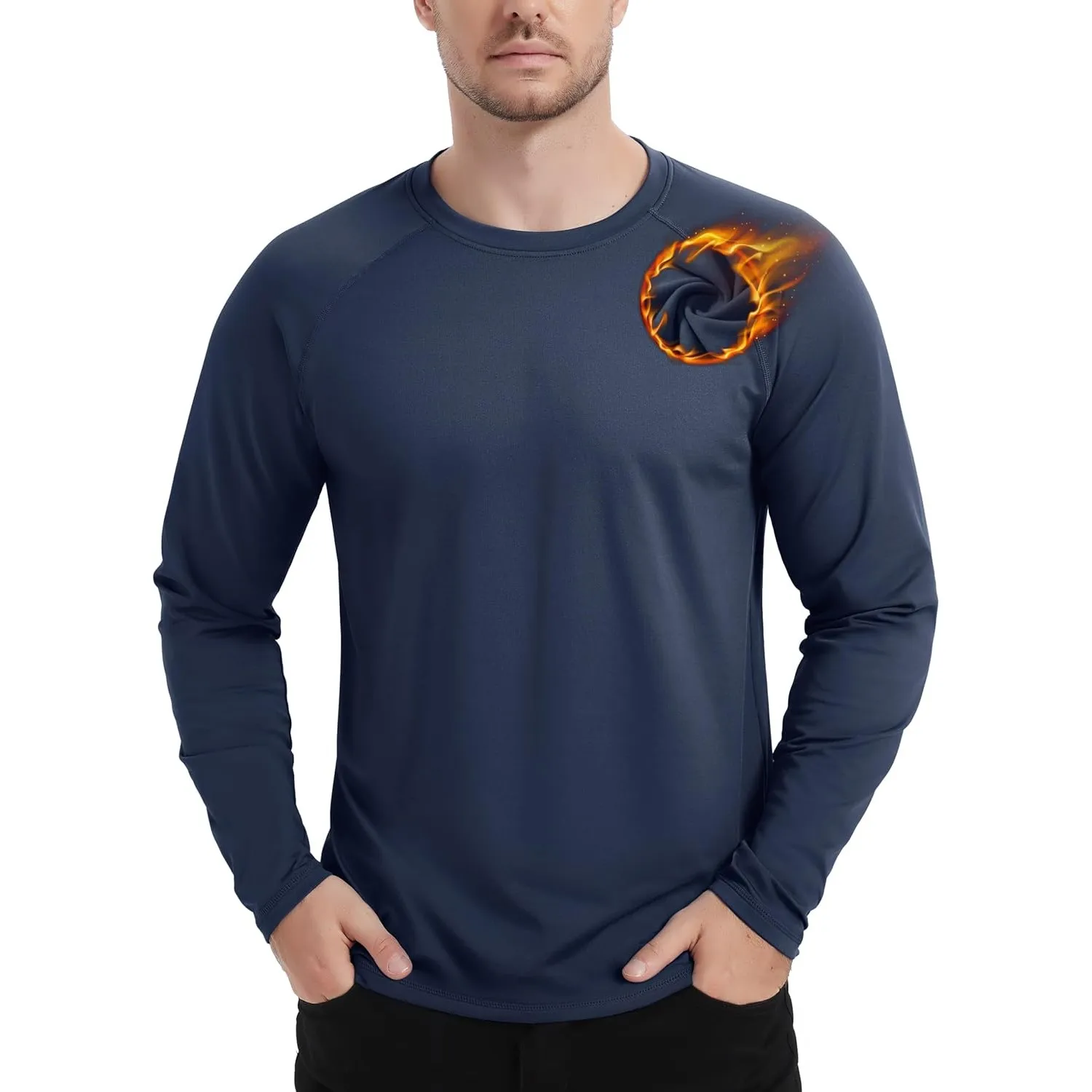 TACVASEN Thermounterwäsche Herren Innenfleece Sport Langarmshirt Atmungsaktiv Warm Skiunterwäsche Fleecepullover Stretc…