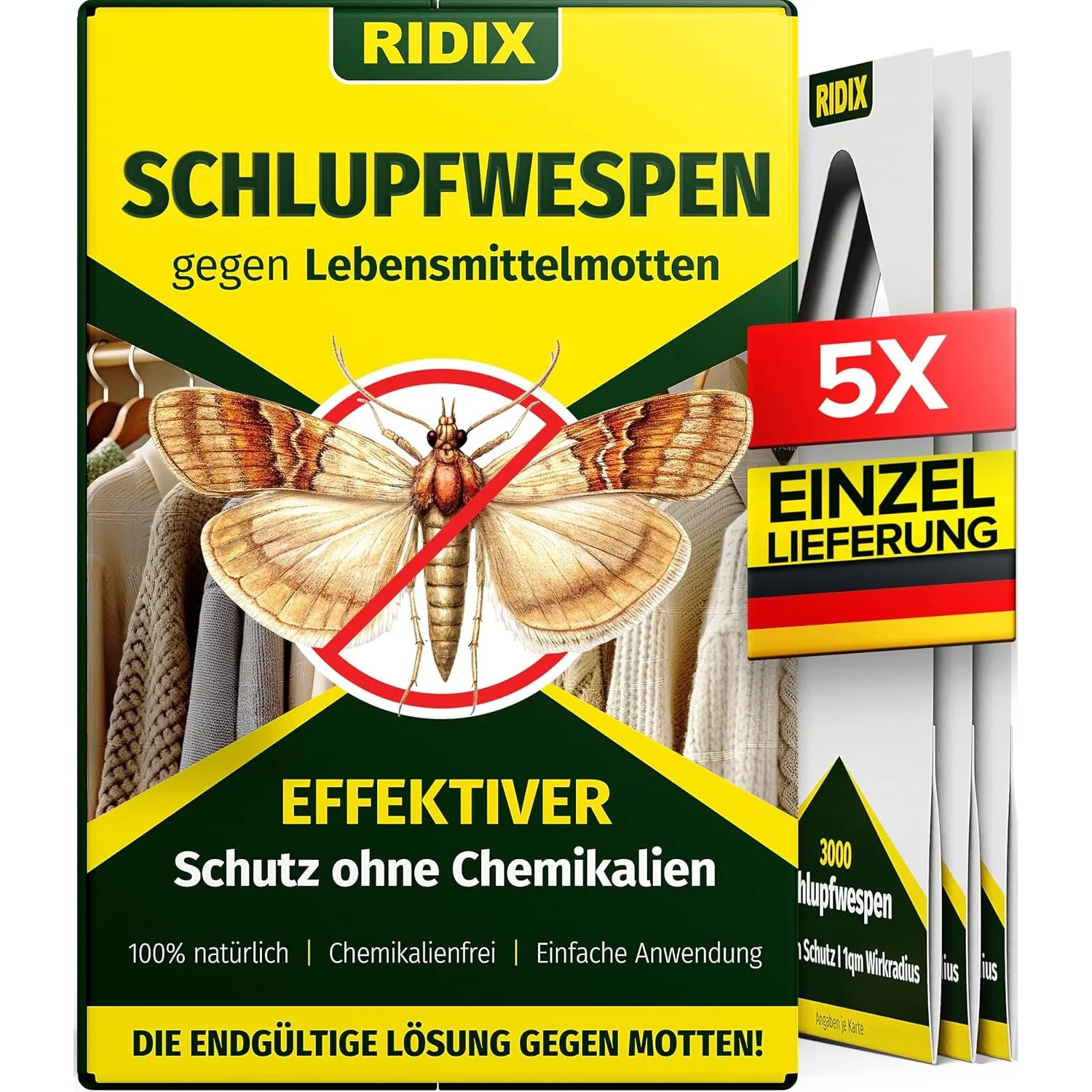 Schlupfwespen gegen Lebensmittelmotten [1 Lieferung mit 5 Karten] - Schlupfwespen gegen Motten als biologische Lösung f…