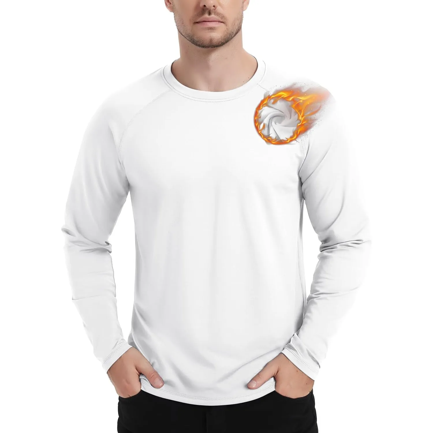 TACVASEN Thermounterwäsche Herren Innenfleece Sport Langarmshirt Atmungsaktiv Warm Skiunterwäsche Fleecepullover Stretc…