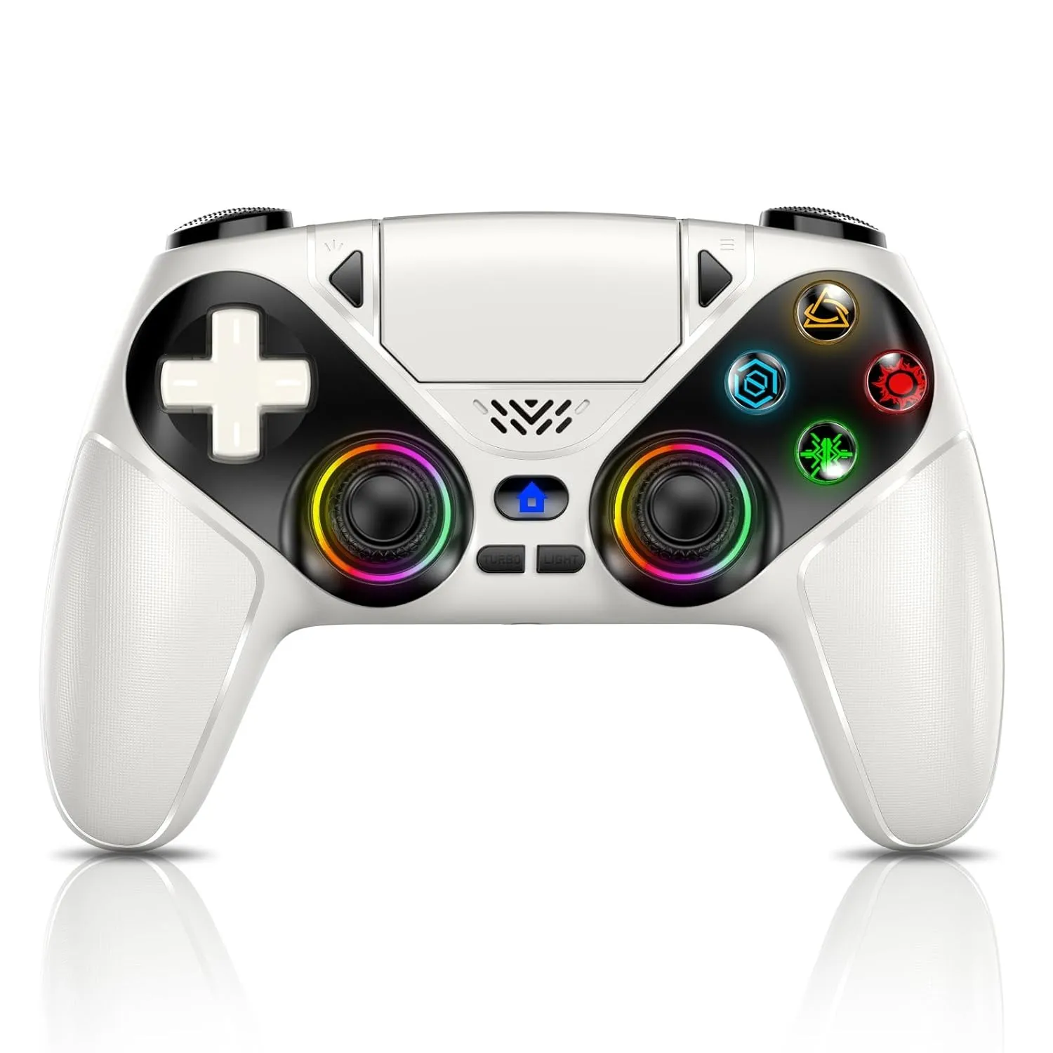 GGiking RGB Wireless Controller für PS5/Pro/Slim & PCs, Bluetooth Gamepad mit Paddles, Touchpad, Macro, Turbo, Dual-Vib…