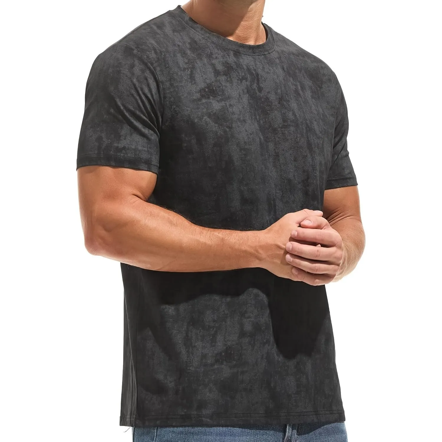 RONOMO Herren T-Shirt 95% Baumwolle 5% Spandex, Mikroelastik, Hautfreundlich