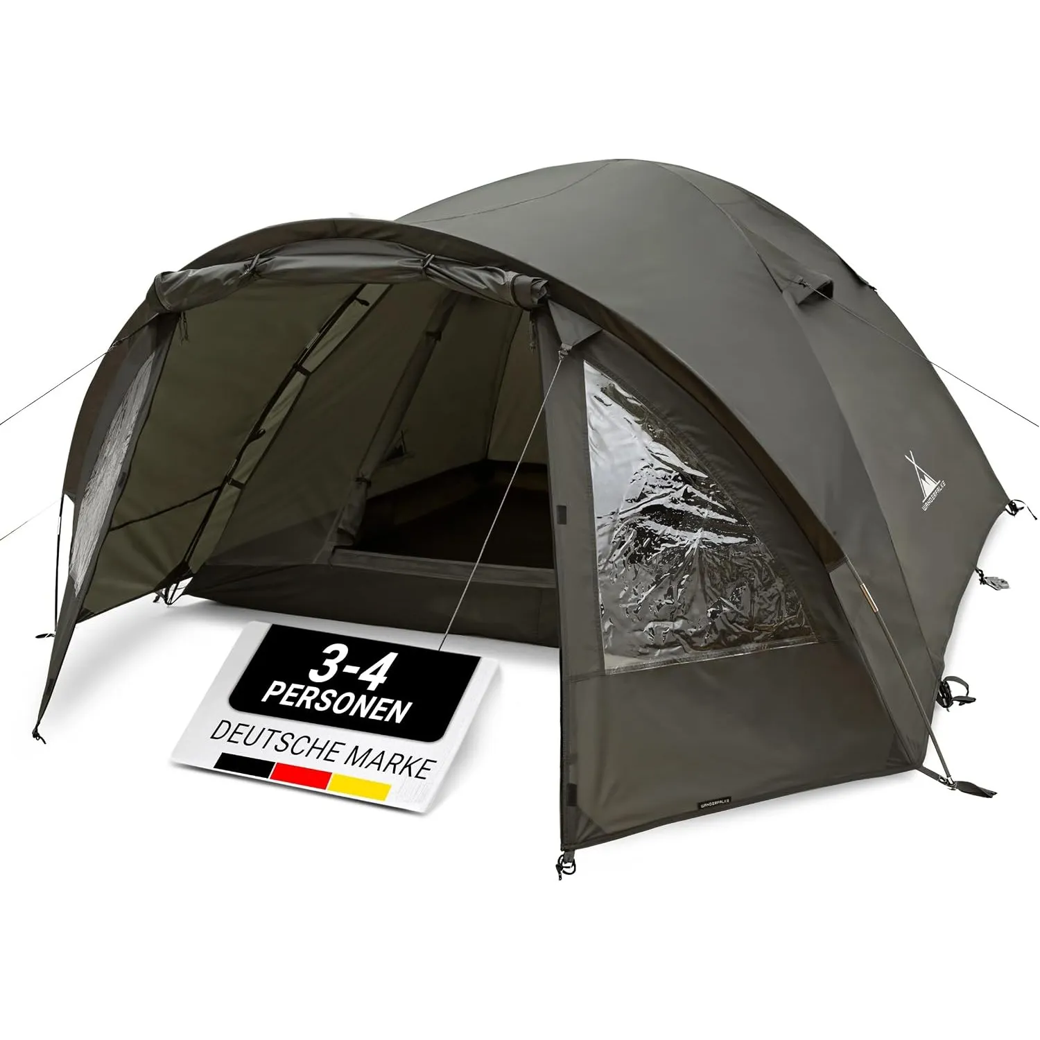 WANDERFALKE® Zelt 2-4 Personen wasserdicht 4.000mm, doppelwandig, leicht & kleines Packmaß, 2-4 Mann Zelt, Campingzelt …