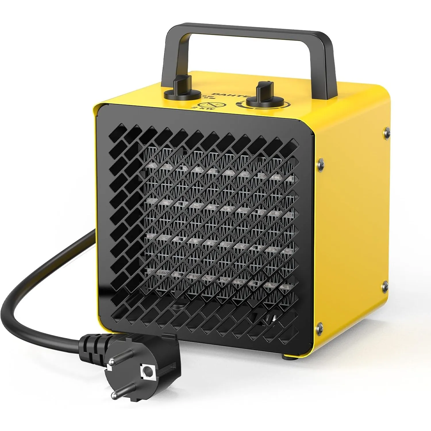 DAHTEC Keramik Heizlüfter 2000 Watt PTC Elektroheizer Metallgehäuse, Gelb