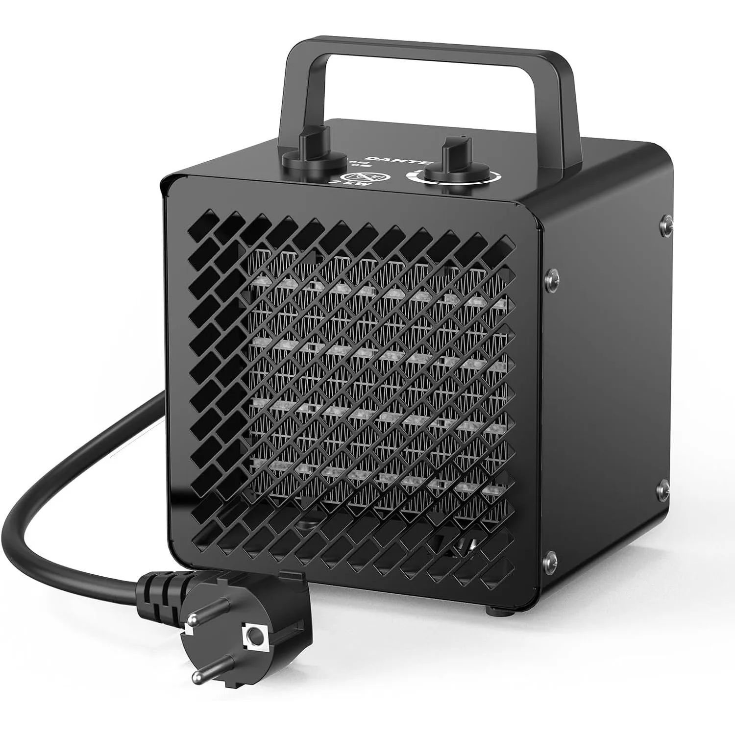 DAHTEC Keramik Heizlüfter 2000 Watt PTC Elektroheizer Metall, Schwarz