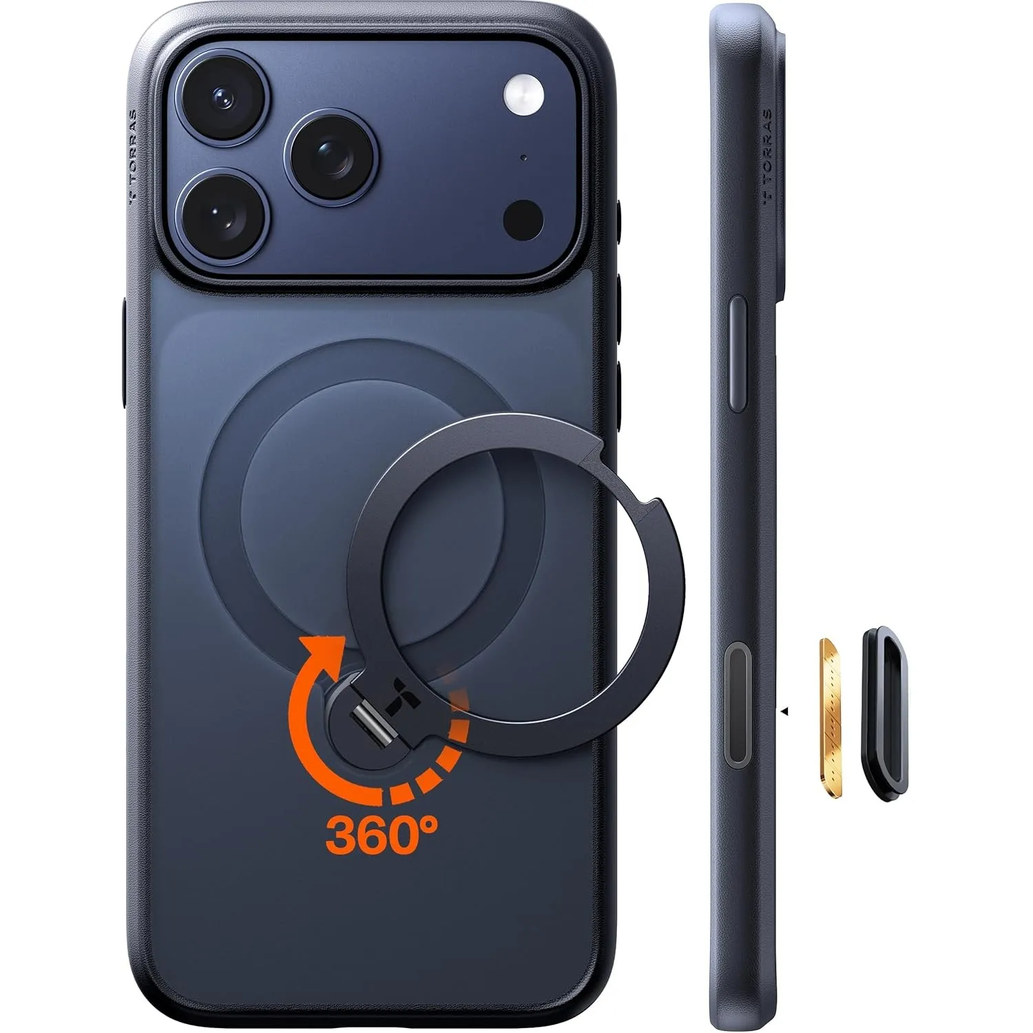 TORRAS Q3 Spin für iPhone 17 Pro Max Hülle 360°für MagSafe Ständer,Schwarz